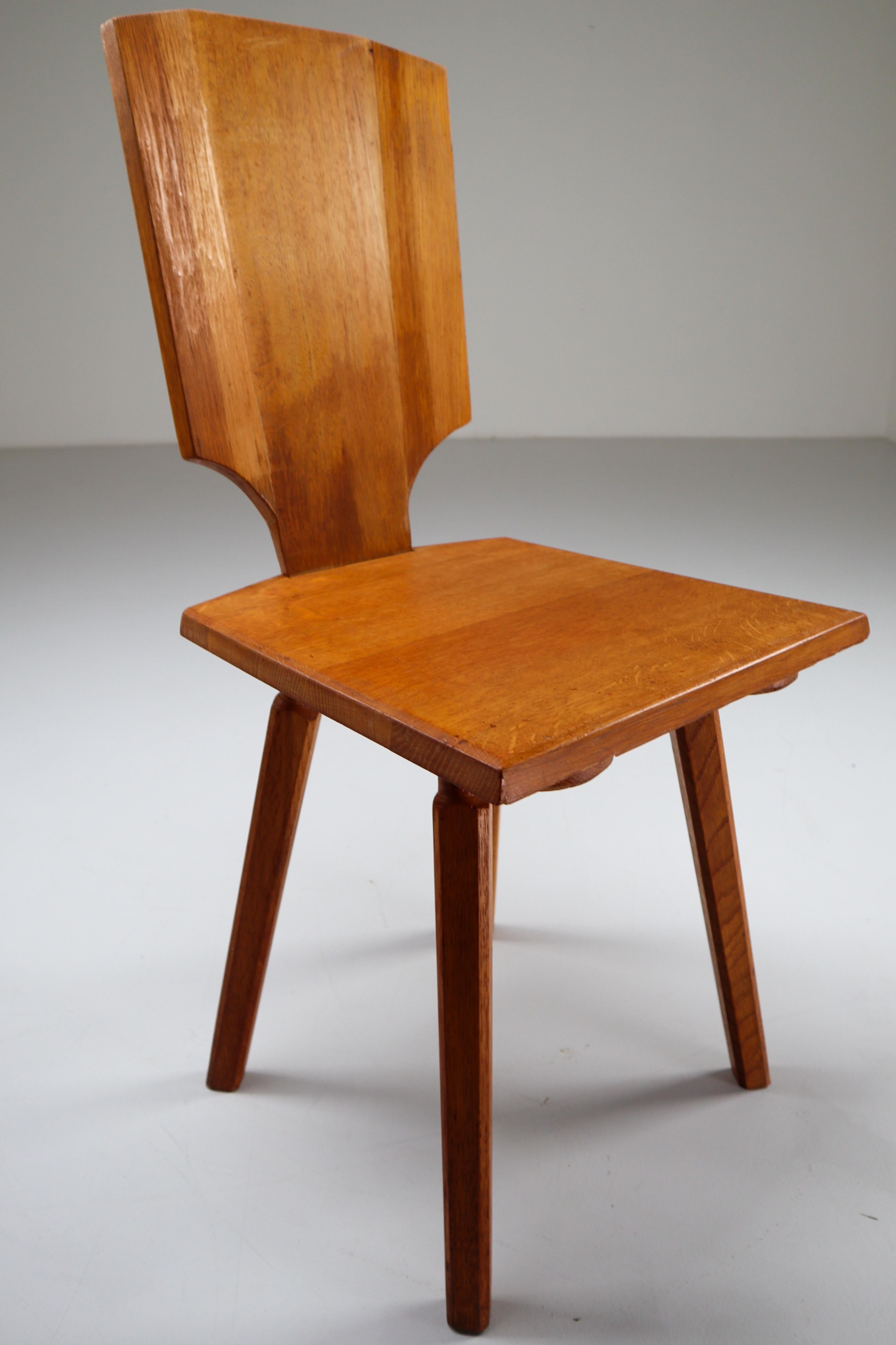 Mid-Century Modern Pierre Chapo S28 Dining Chairs in Solid Elm