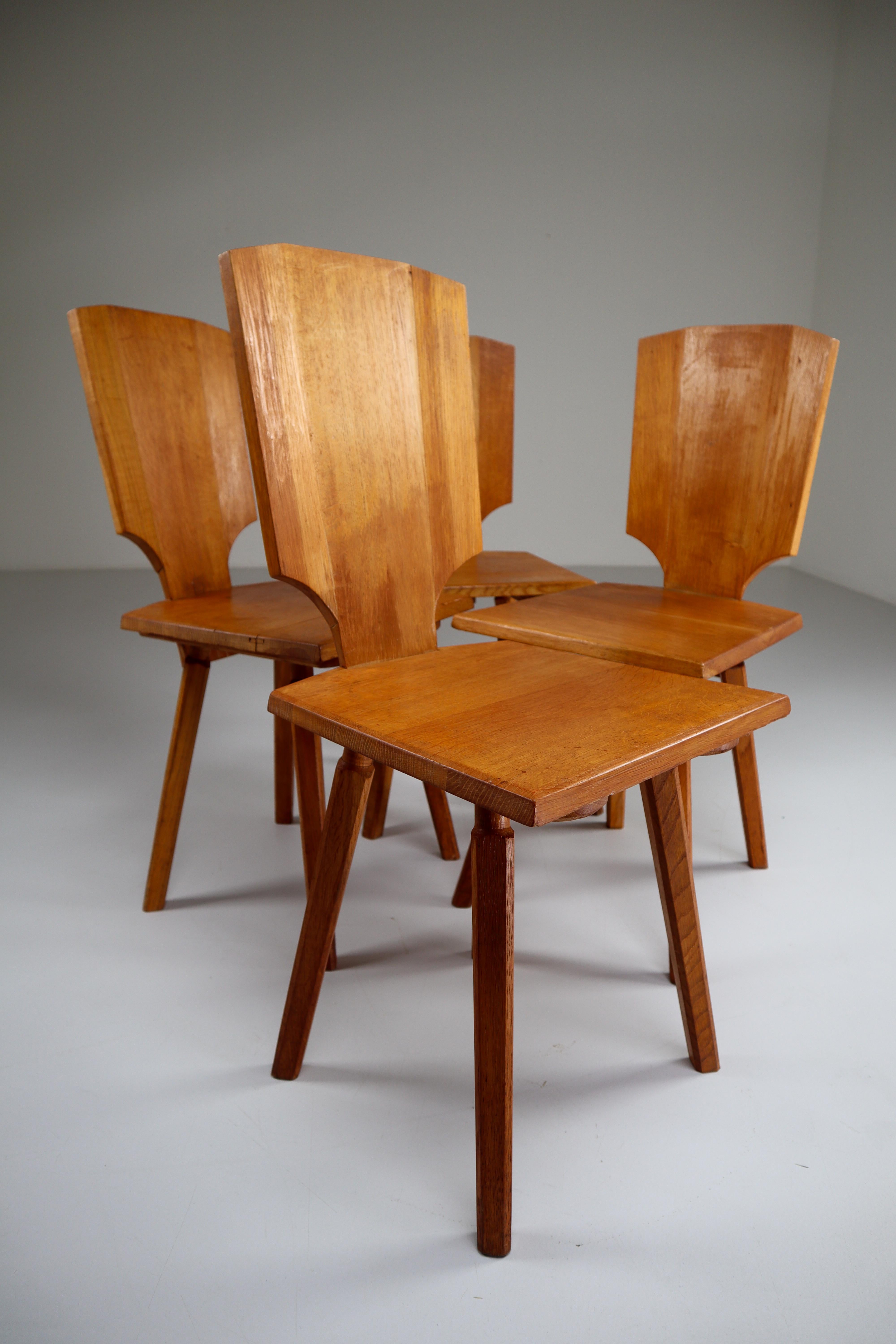 Pierre Chapo S28 Dining Chairs in Solid Elm 1
