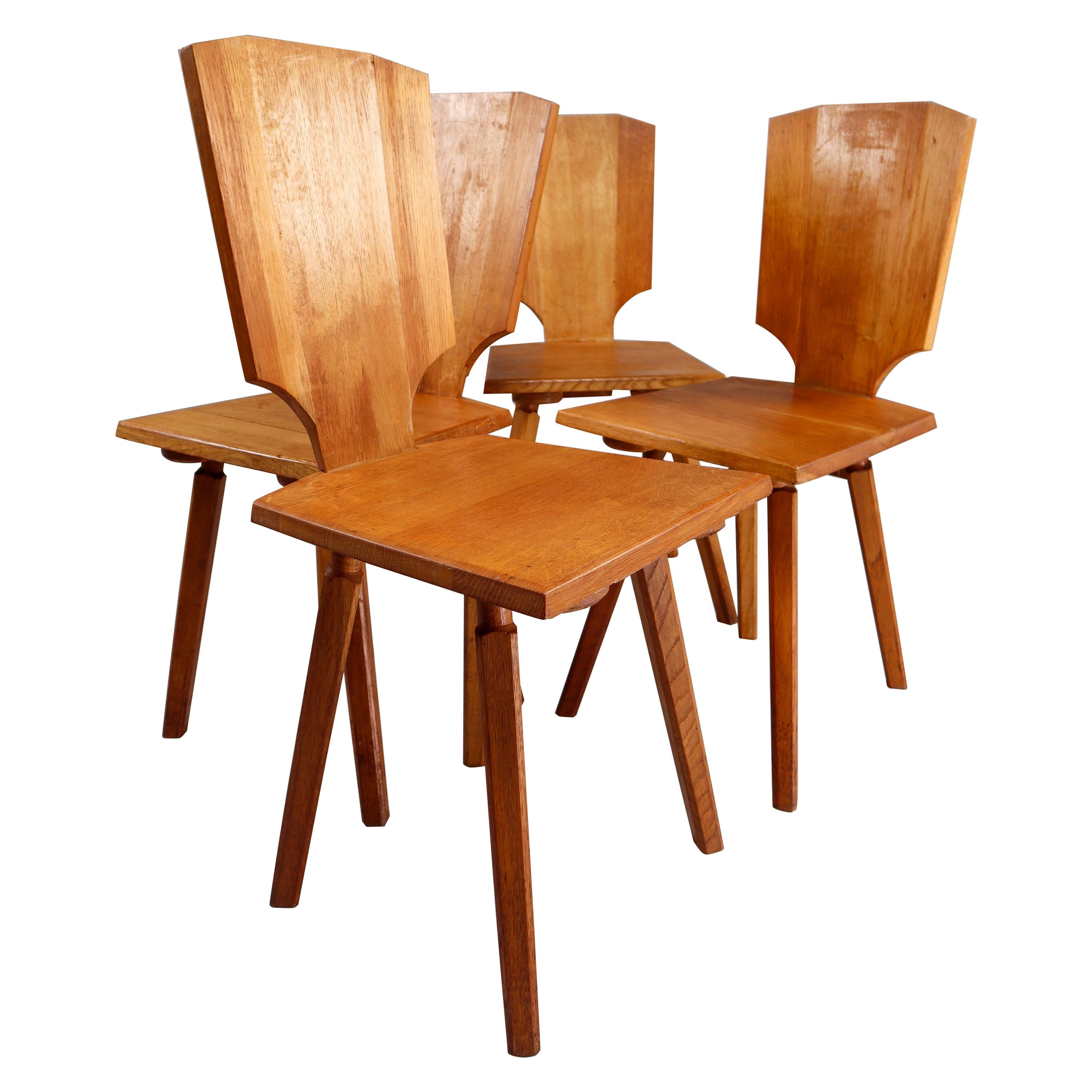 Pierre Chapo S28 Dining Chairs in Solid Elm