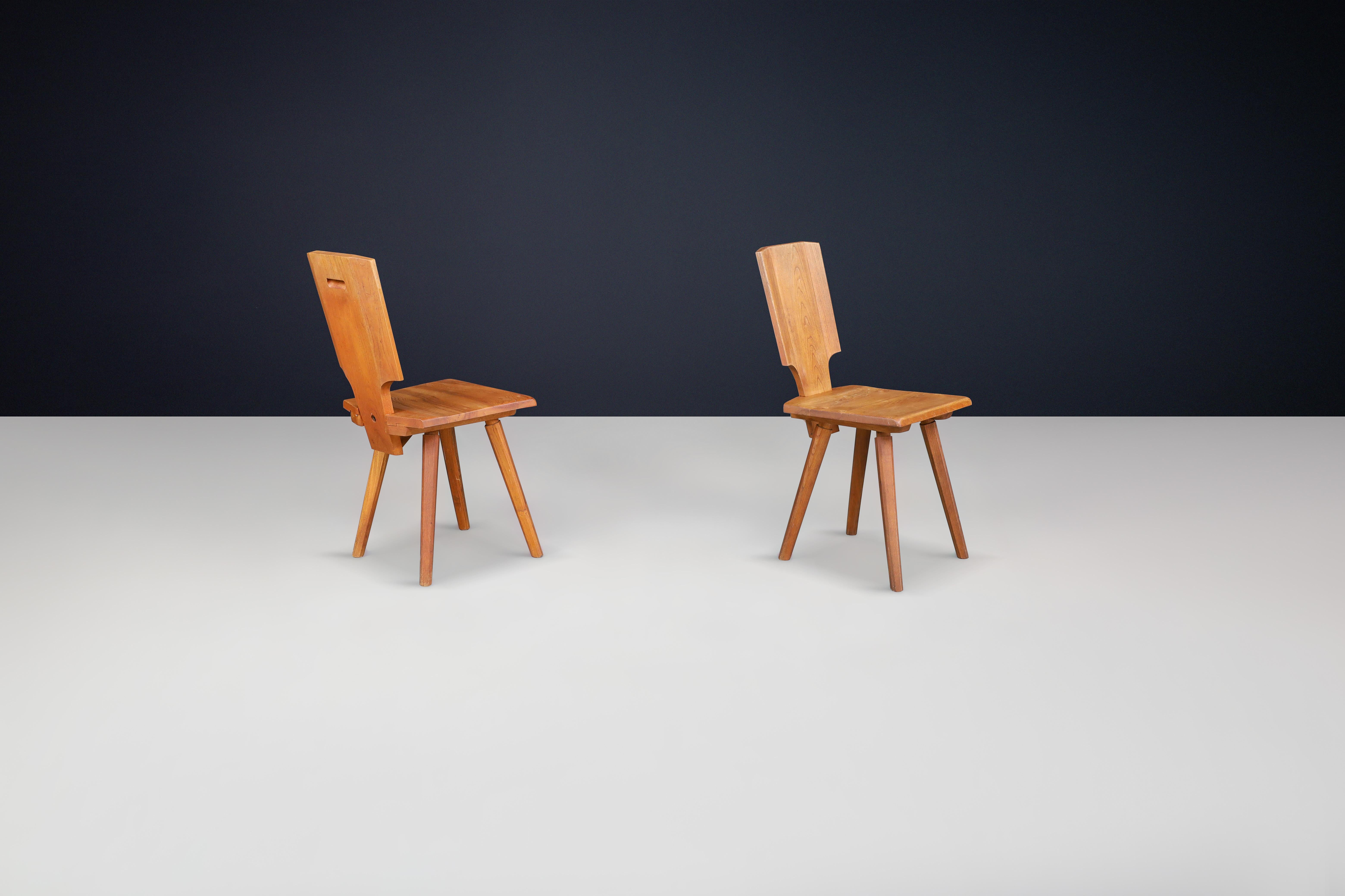 Mid-Century Modern Mid Century Pierre Chapo 'S28' Chairs in Solid Elm, France, 1972