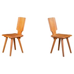 Mid Century Pierre Chapo 'S28' Chairs in Solid Elm, France, 1972