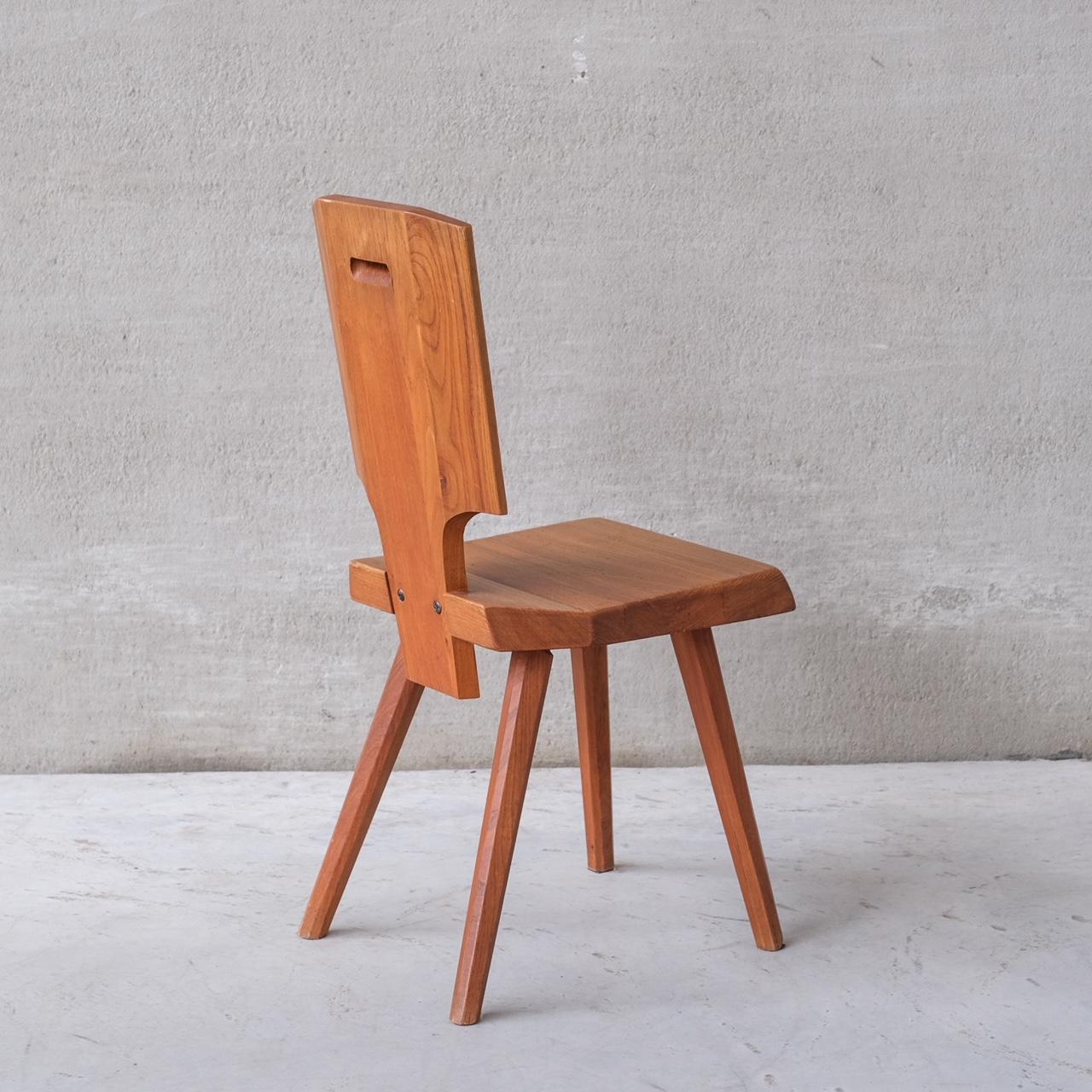 Mid-Century Modern Pierre Chapo S28 Midcentury French Elm Dining Chair