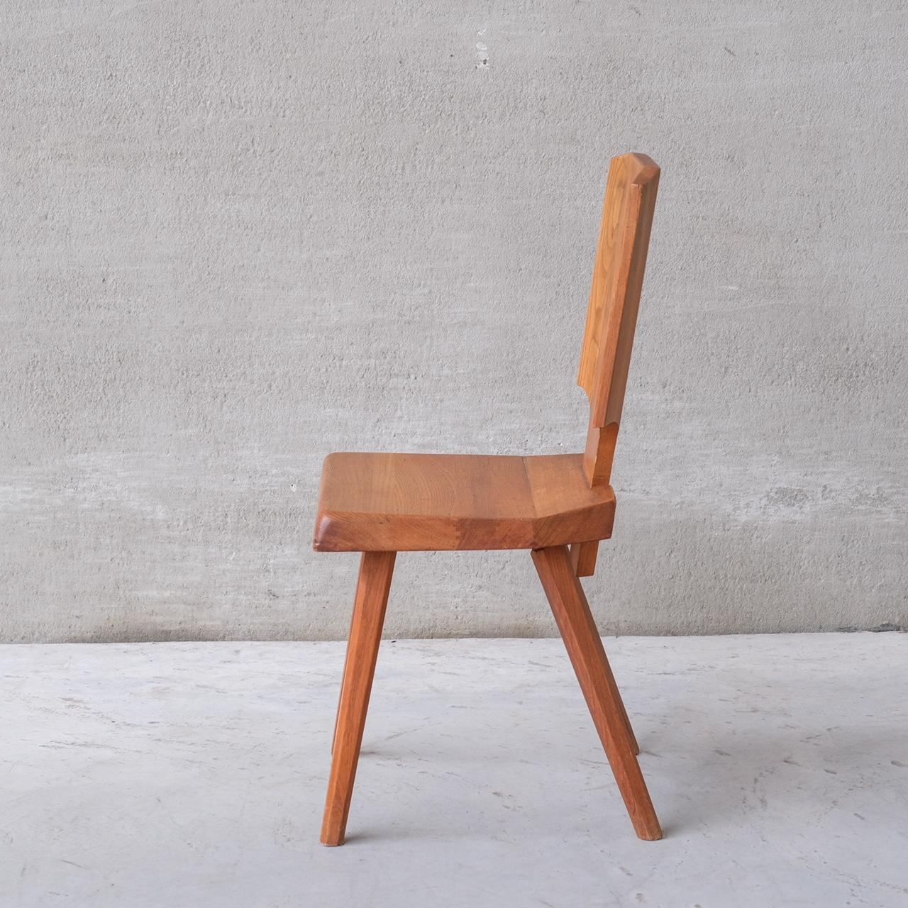 Pierre Chapo S28 Midcentury French Elm Dining Chair In Good Condition For Sale In London, GB