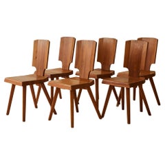 Pierre Chapo "S28" Solid Wood Elm Dining Chairs for Atelier Pierre Chapo, 6