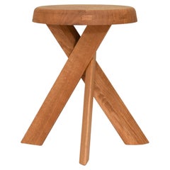 Tabouret rond bas S31 de Pierre Chapo en orme ou en chêne massif