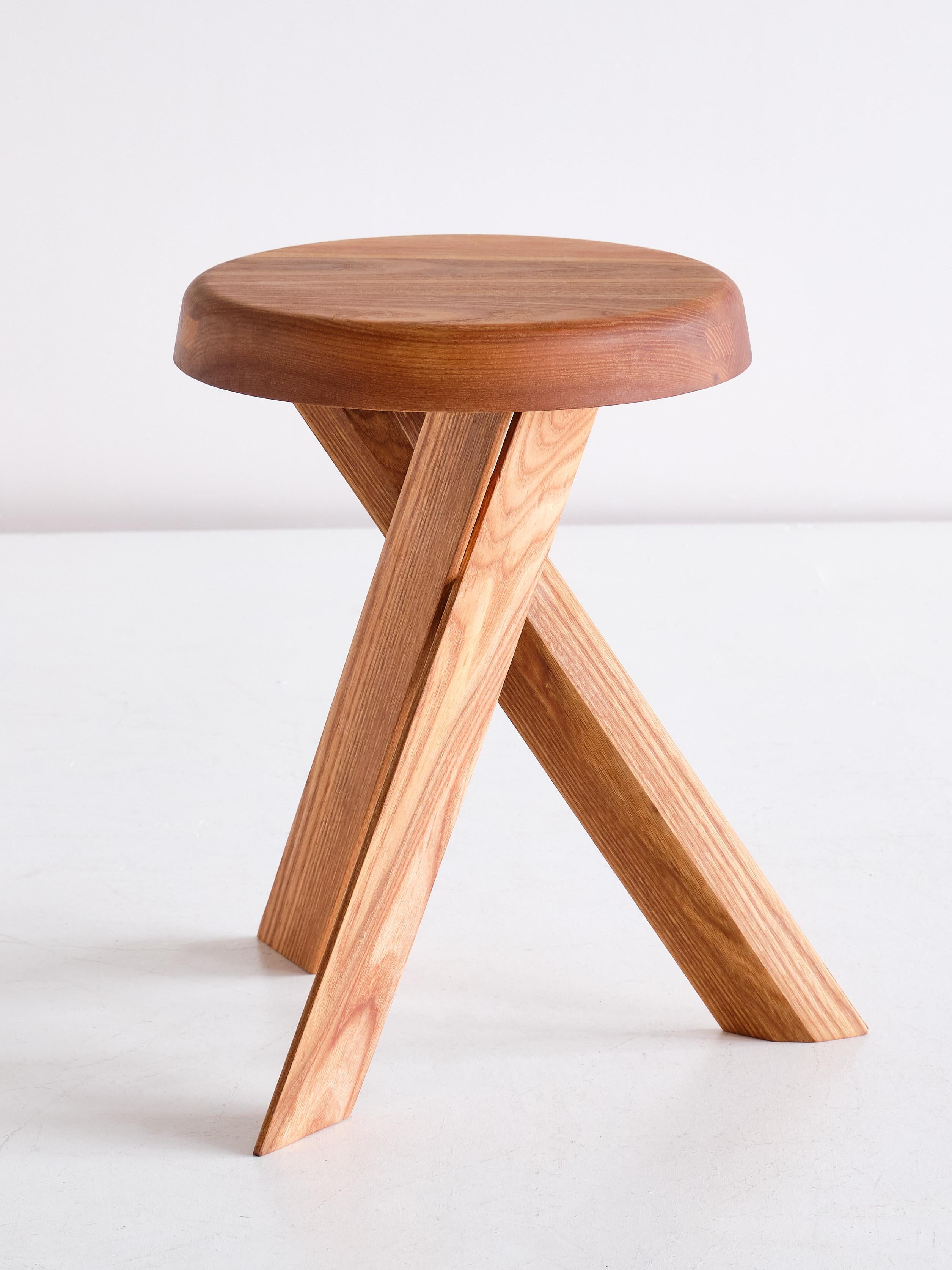 Pierre Chapo S31 Stool in Solid Elm, Chapo Creation, France 2