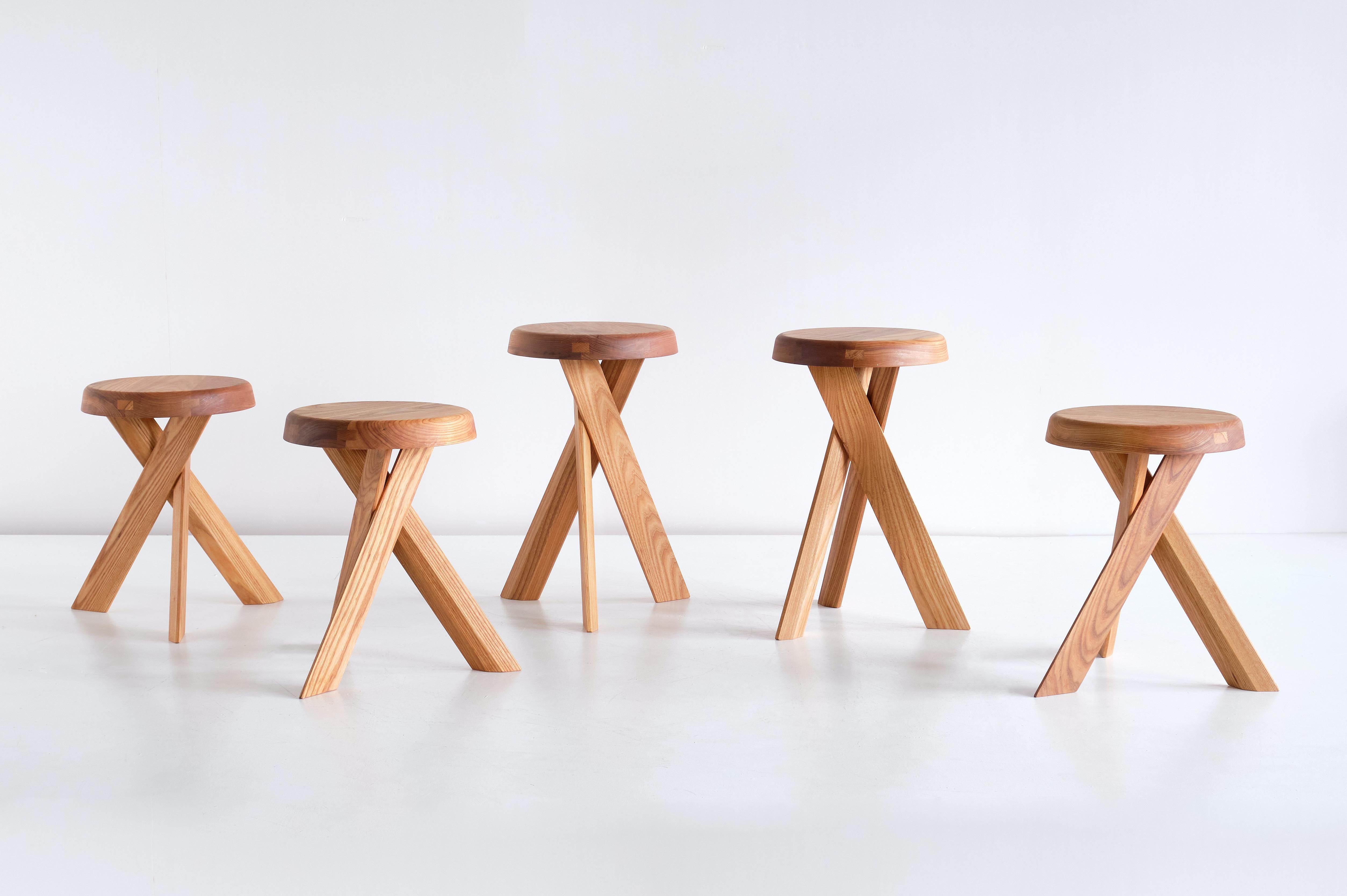 Pierre Chapo S31 Stool in Solid Elm, Chapo Creation, France 4