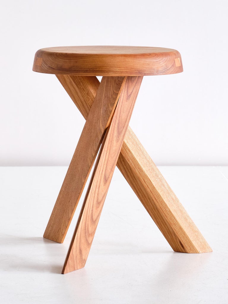 Mid-Century Modern Pierre Chapo S31 Stool in Solid Elm, Chapo Creation, France For Sale