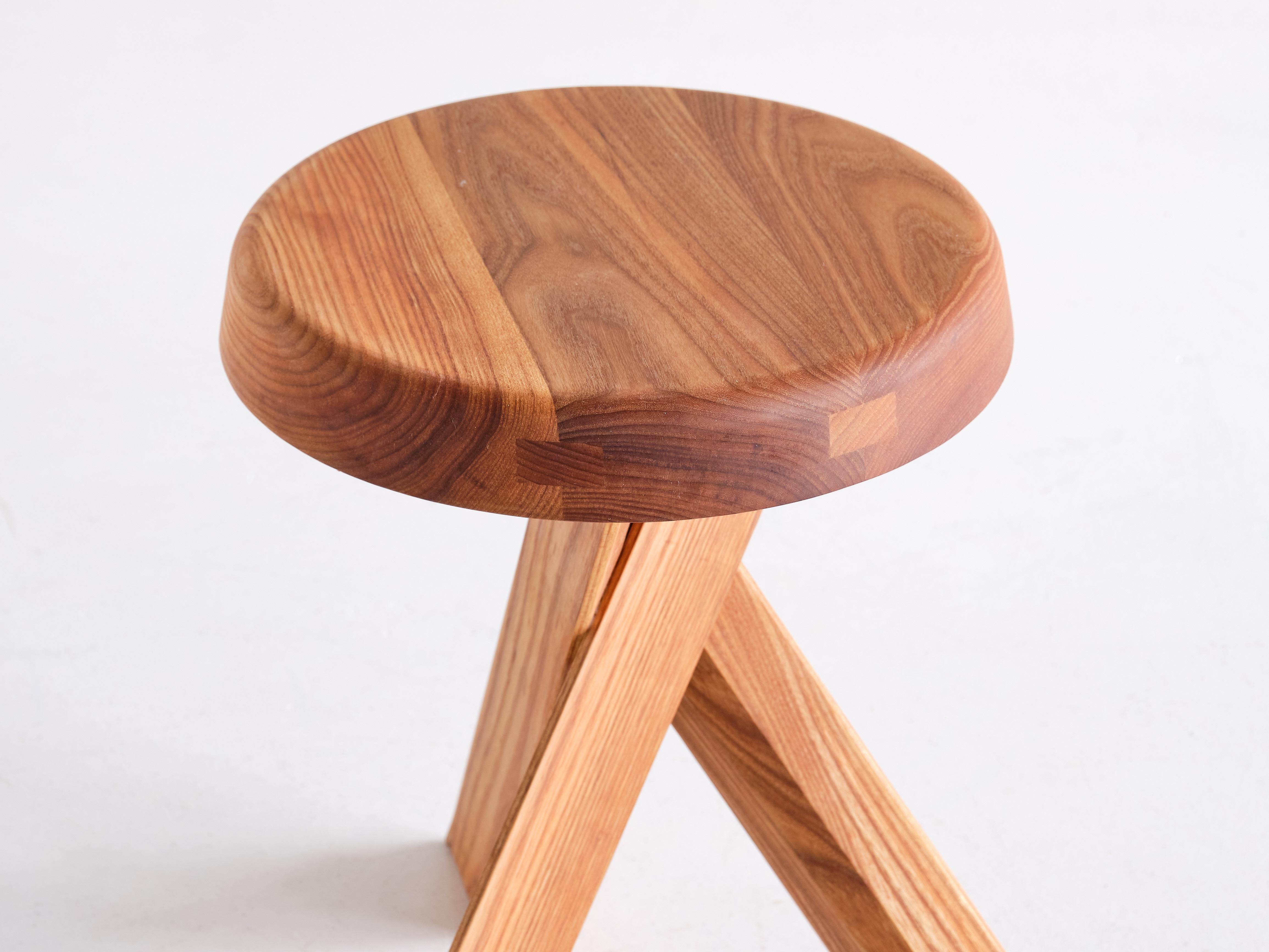 Mid-Century Modern Pierre Chapo S31 Stool in Solid Elm, Chapo Creation, France