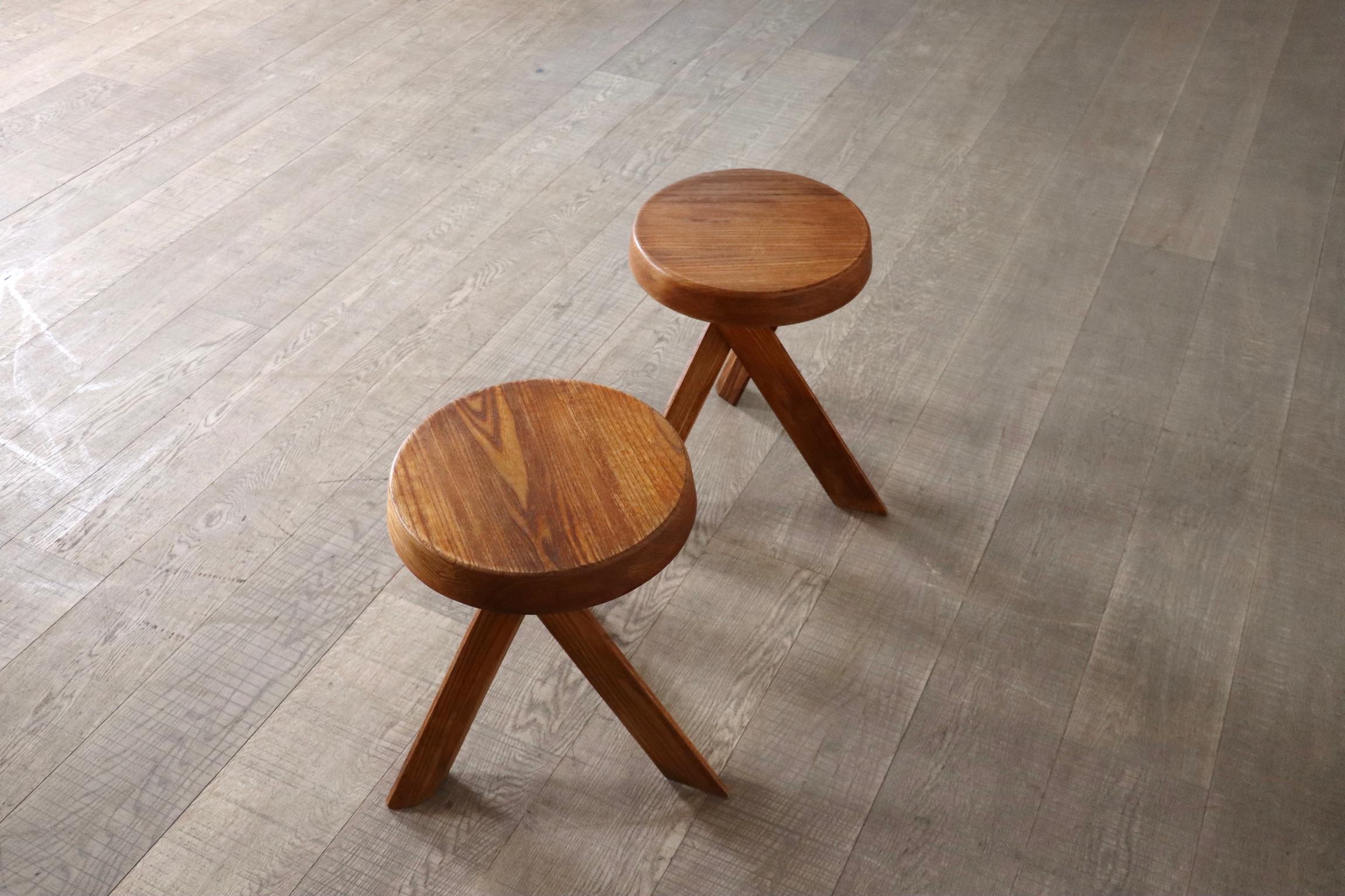 Pierre Chapo S31 Stools In Solid Elm For Altelier Chapo, France 1974 In Good Condition For Sale In ABCOUDE, UT