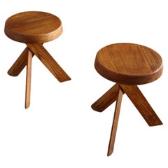 Pierre Chapo S31 Stools In Solid Elm For Altelier Chapo, France 1974