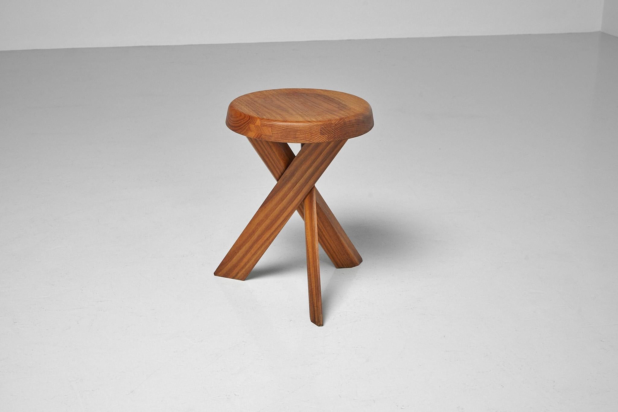 Pierre Chapo S31a Stool in Solid Elm, France, 1960 2
