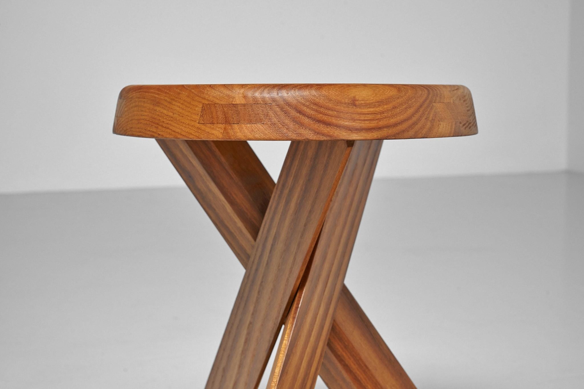 Mid-Century Modern Pierre Chapo S31a Stool in Solid Elm, France, 1960