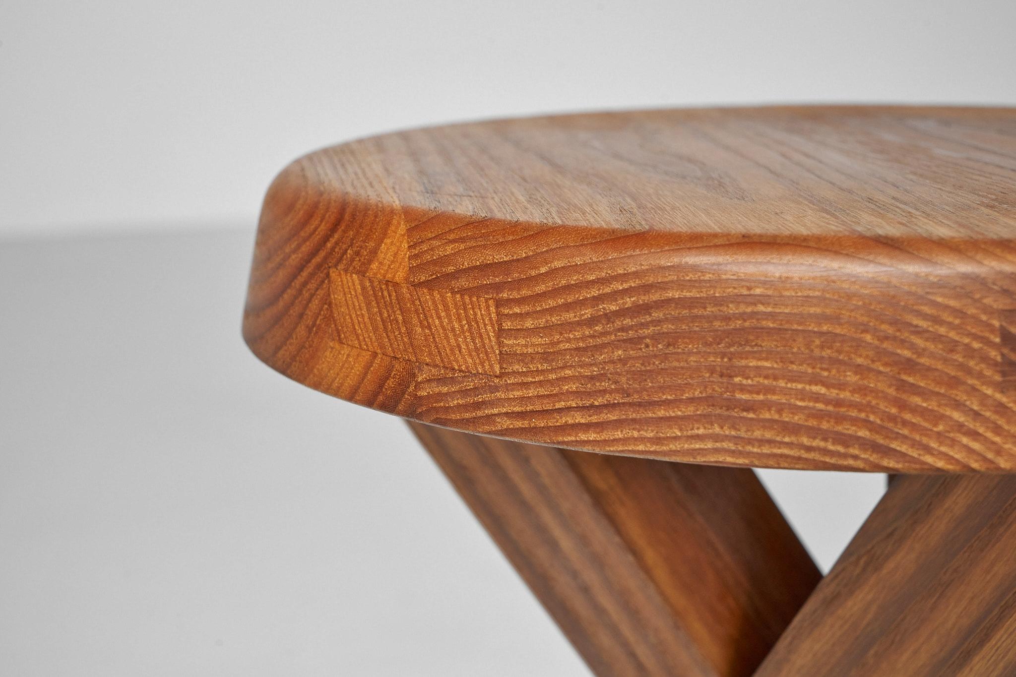 French Pierre Chapo S31a Stool in Solid Elm, France, 1960