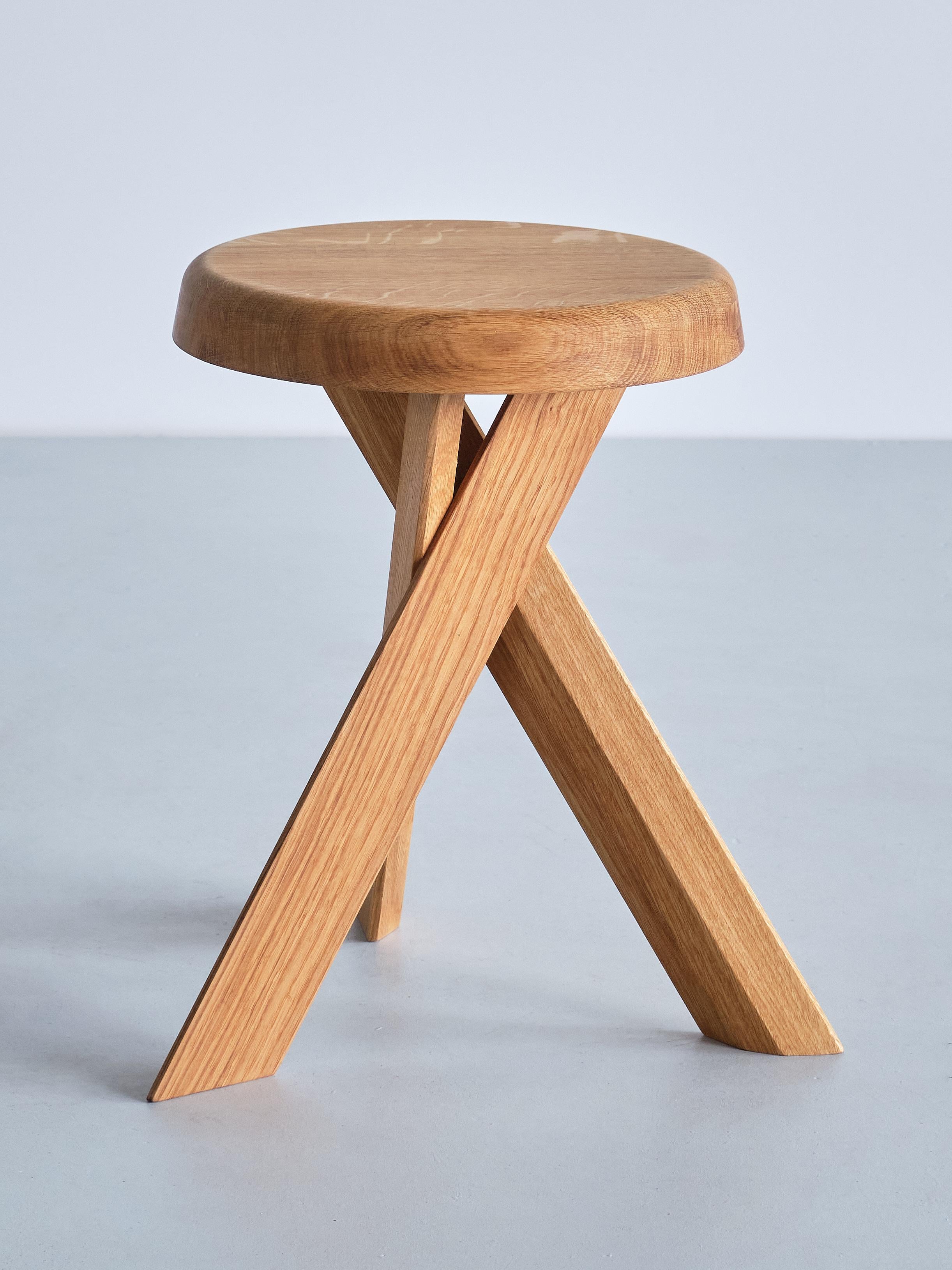 French Pierre Chapo S31A Stool in Solid Oak Wood, Chapo Creation, France For Sale