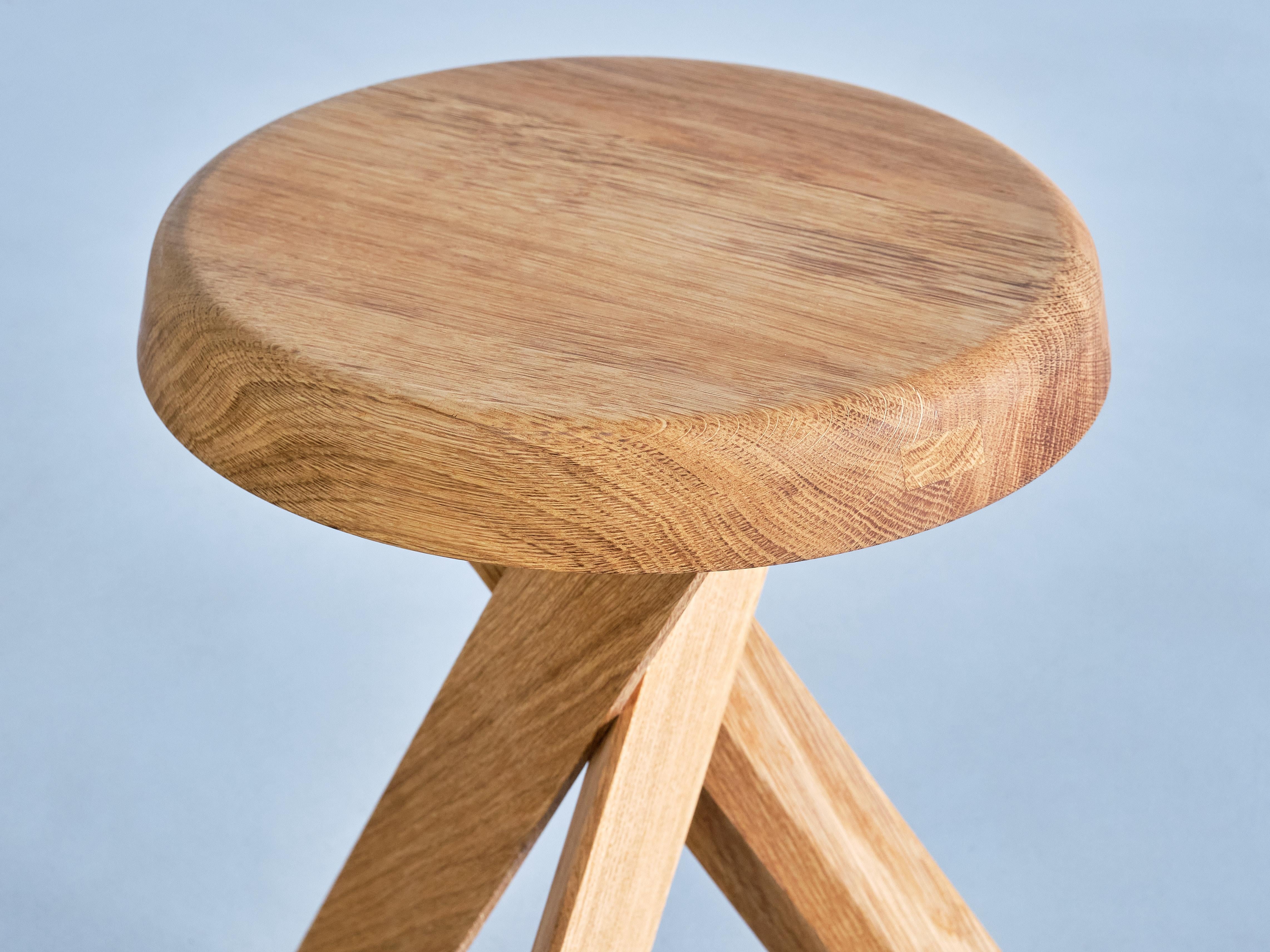 Contemporary Pierre Chapo S31A Stool in Solid Oak Wood, Chapo Creation, France For Sale