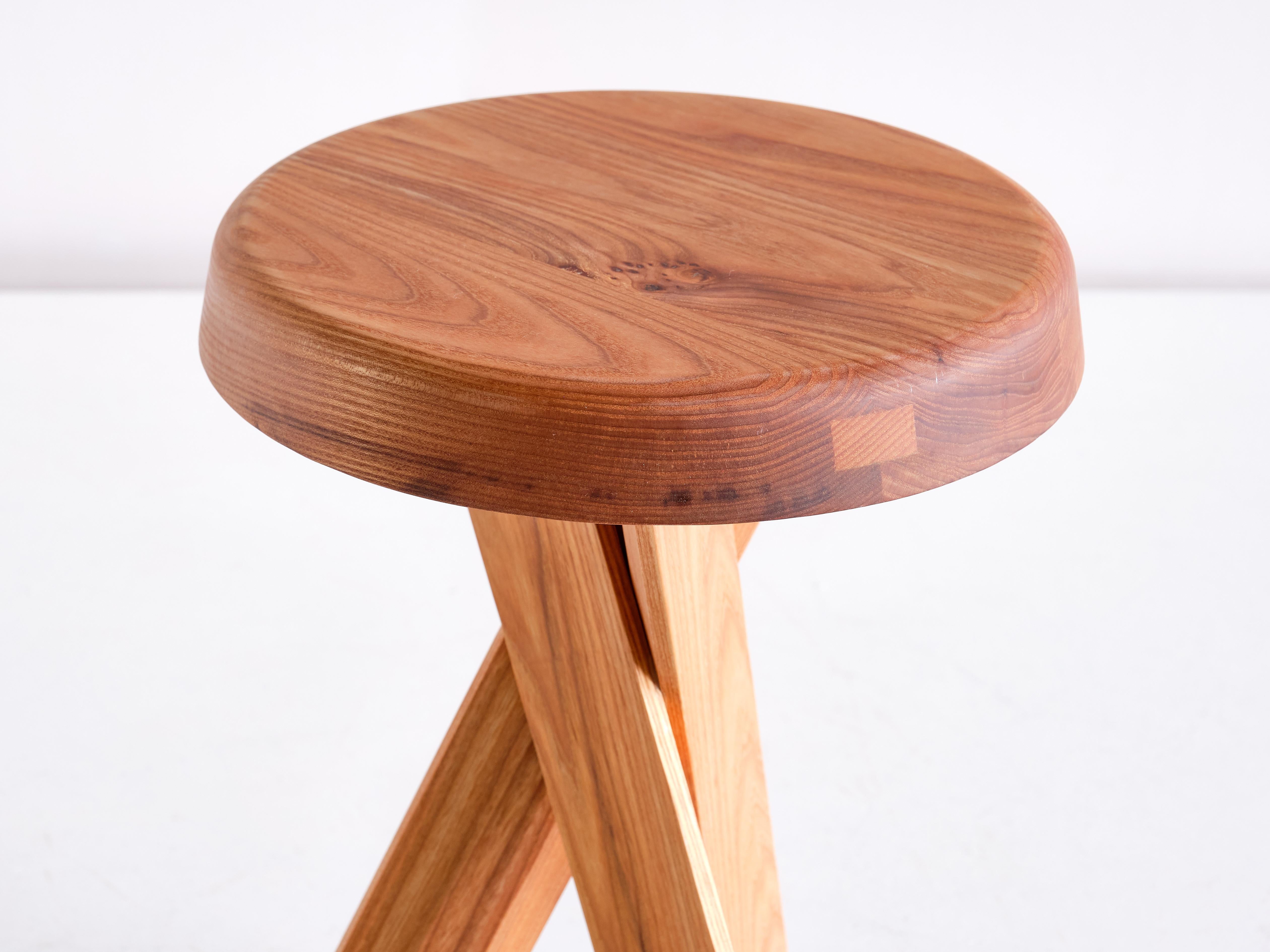 Mid-Century Modern Pierre Chapo S31B Stool in Solid Elm, Chapo Creation, France For Sale