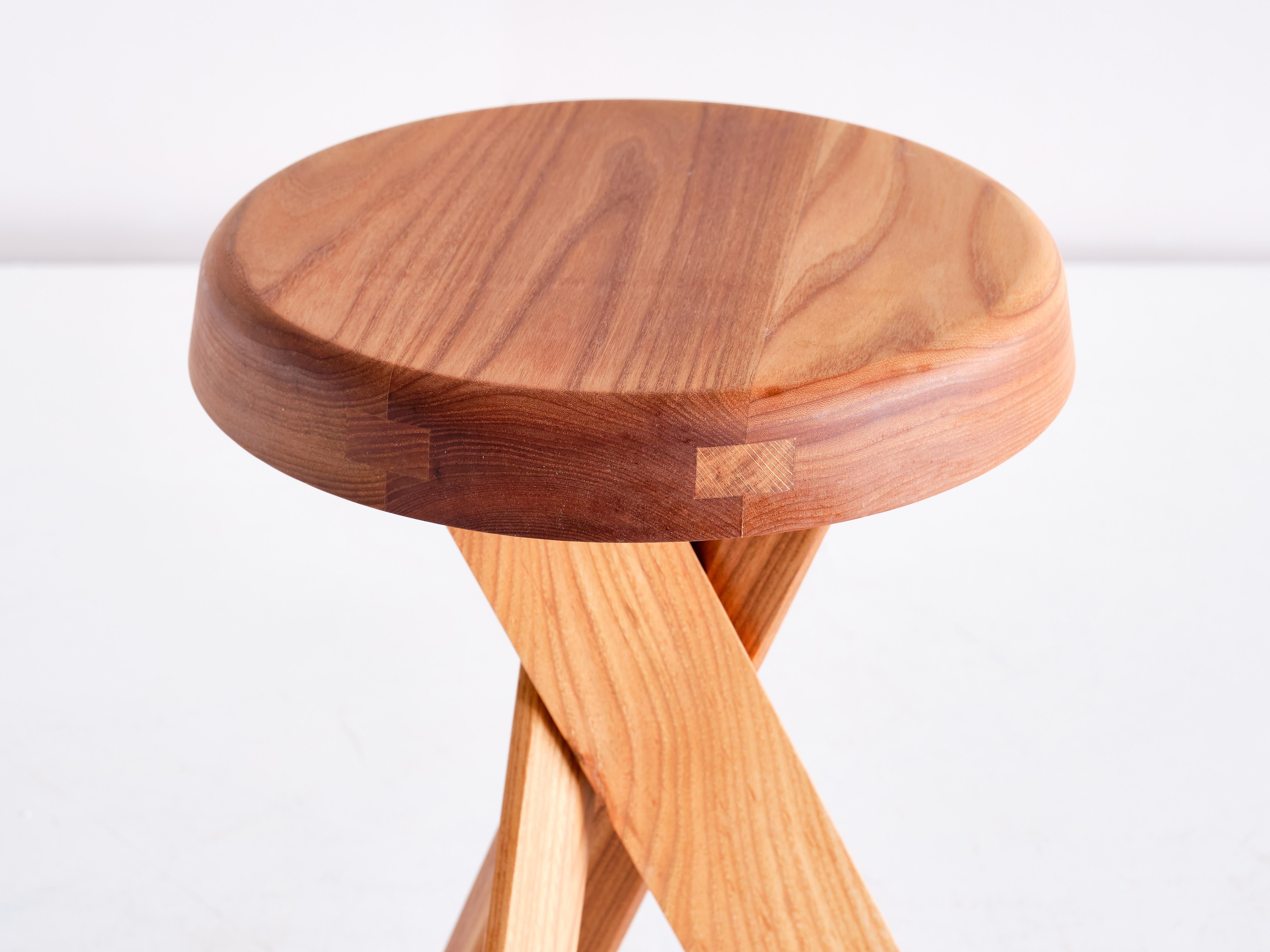 French Pierre Chapo S31B Stool in Solid Elm, Chapo Creation, France For Sale