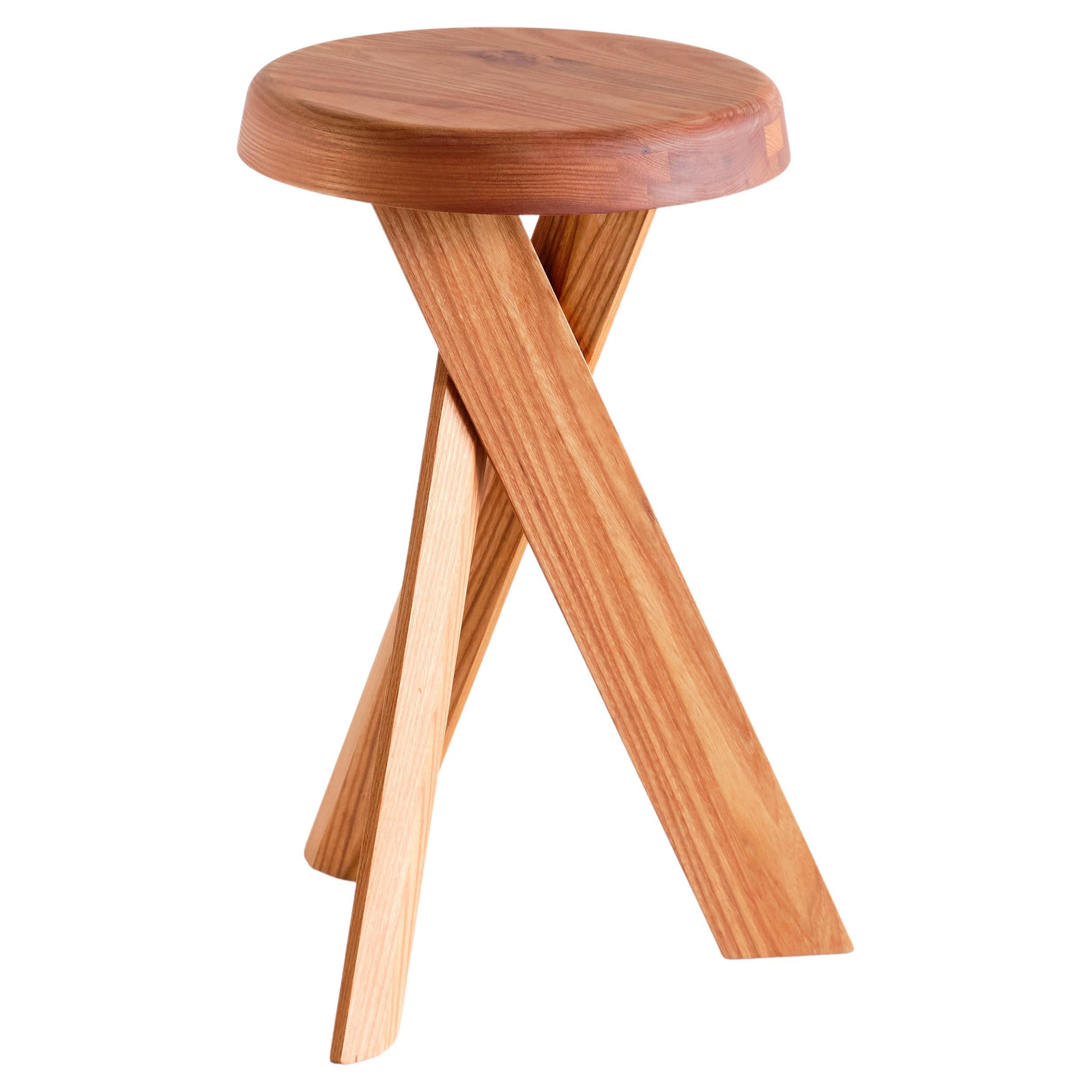 Tabouret Pierre Chapo S31B en orme massif, Chapo Creation, France