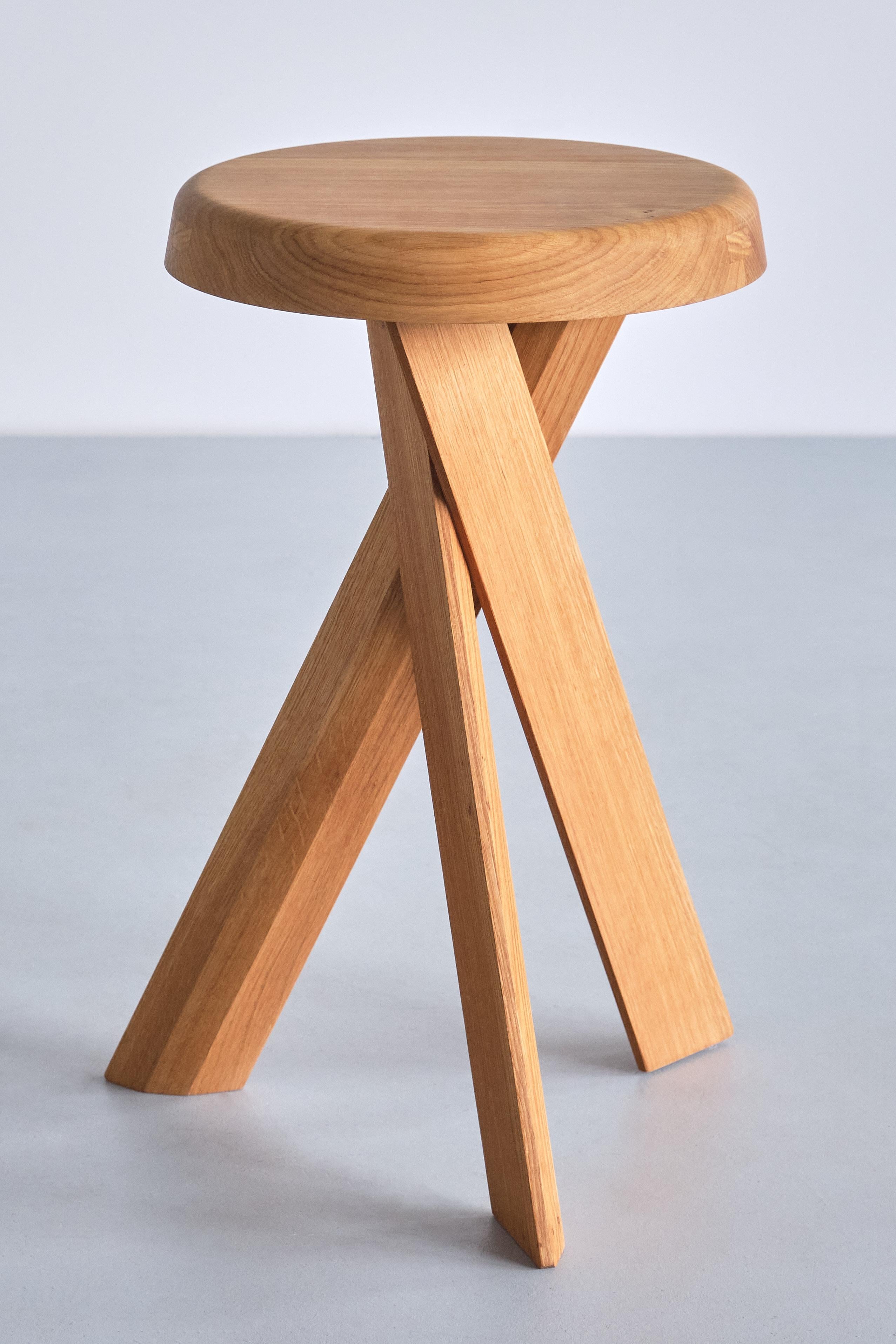 French Pierre Chapo S31B Stool in Solid Oak Wood, Chapo Creation, France For Sale