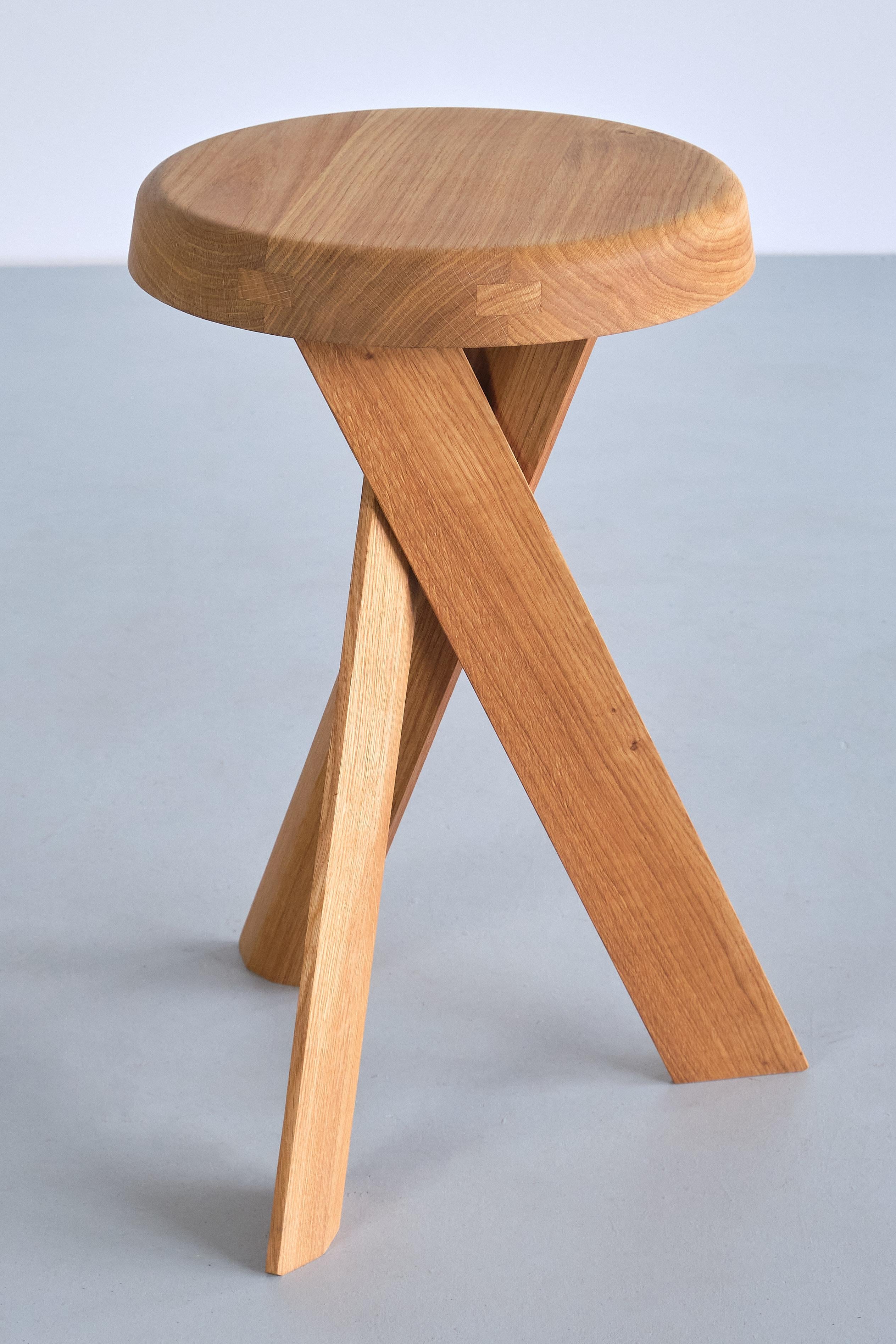 XXIe siècle et contemporain Tabouret Pierre Chapo S31B en bois de chêne massif, Chapo Creation, France en vente