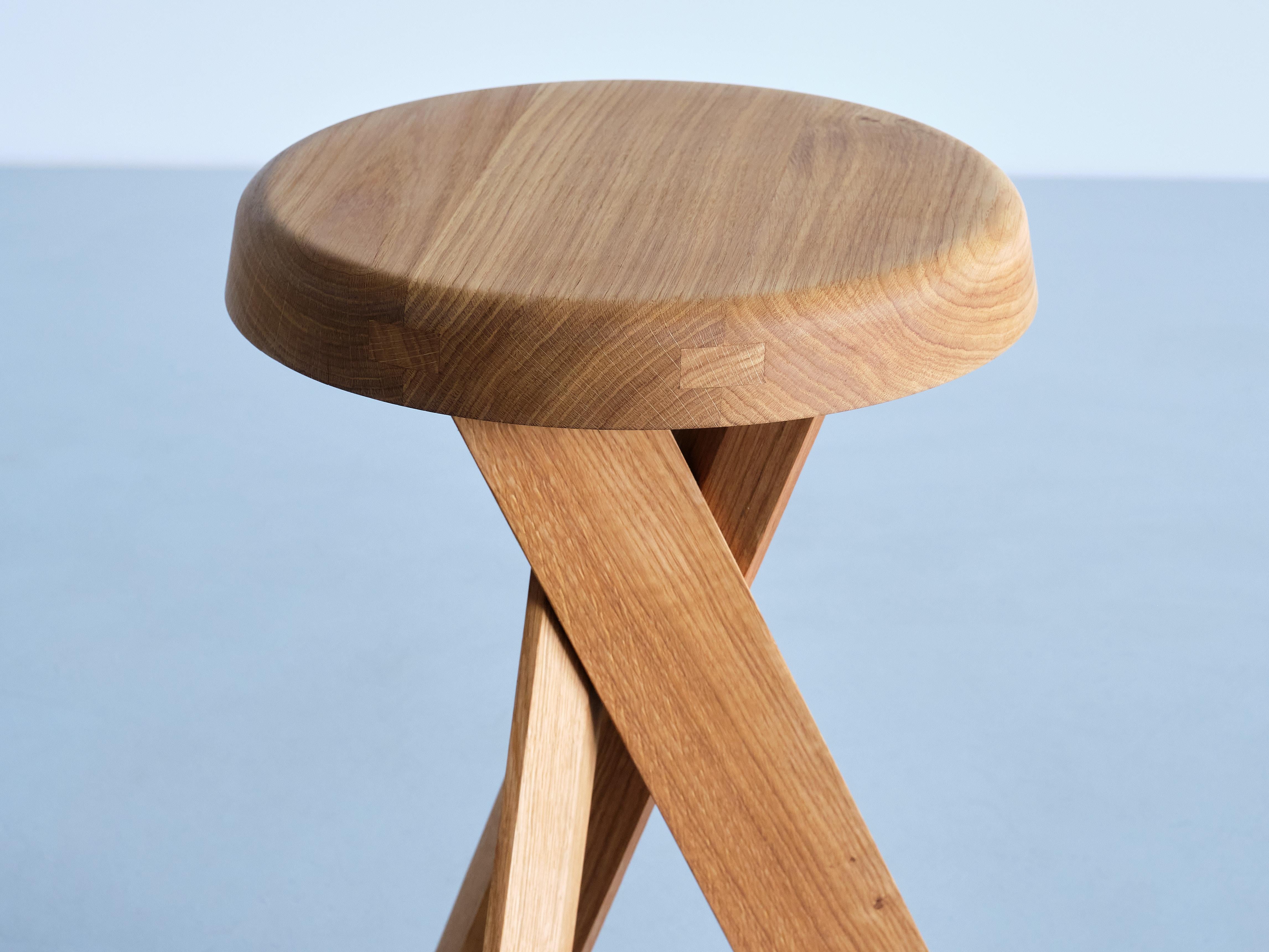 Contemporary Pierre Chapo S31B Stool in Solid Oak Wood, Chapo Creation, France For Sale
