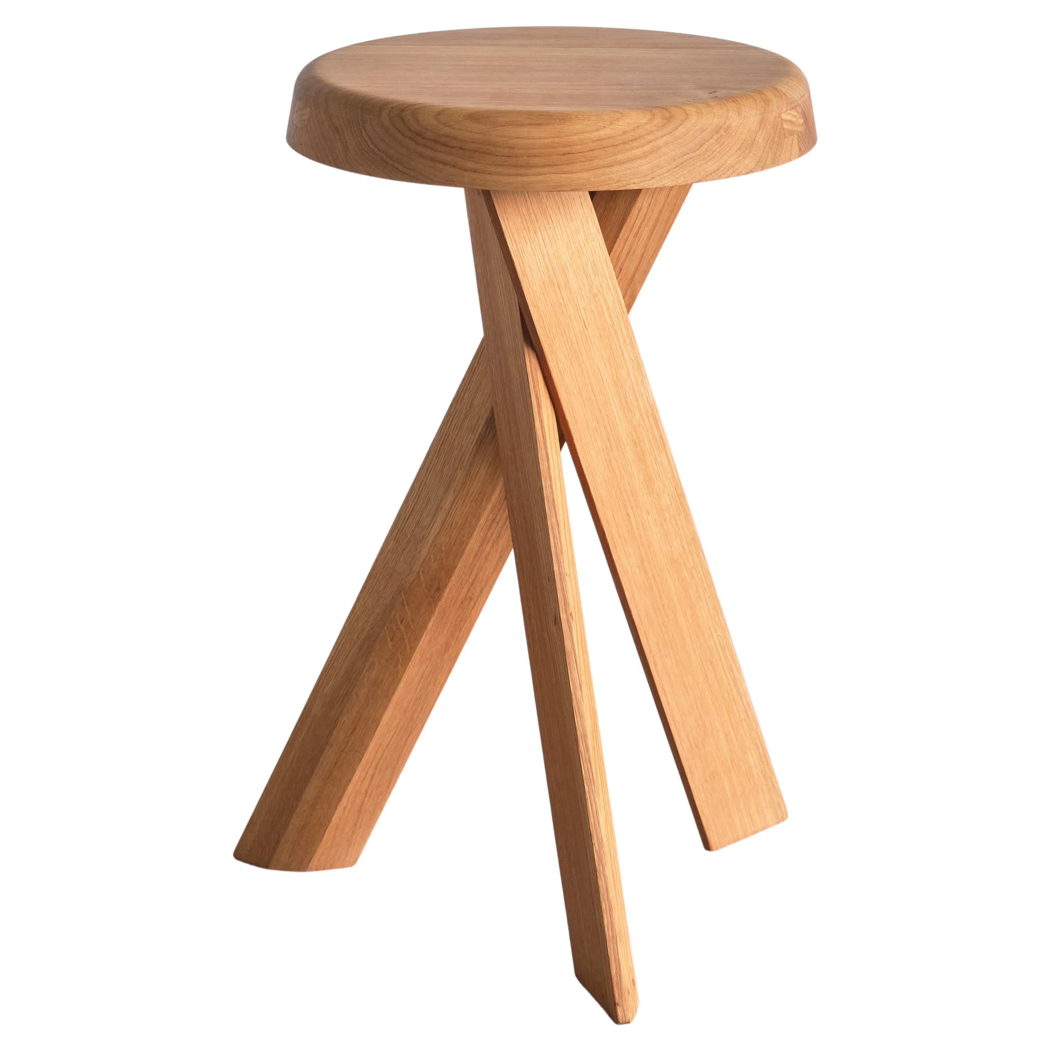 Tabouret Pierre Chapo S31B en bois de chêne massif, Chapo Creation, France