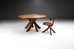 Pierre Chapo “S34” Chair and "T21D - Sfax" Table in Solid Elm, France, 1960s