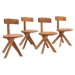Pierre Chapo S34 Chair in Solid Elm, 4 Pcs Available 'Ship's from Stock'