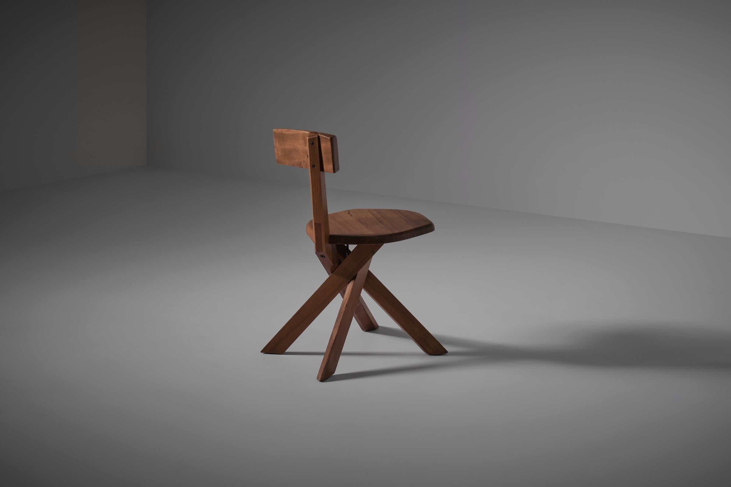 Pierre Chapo ‘S34’ Chair in Solid Elm, France, 1960s 5
