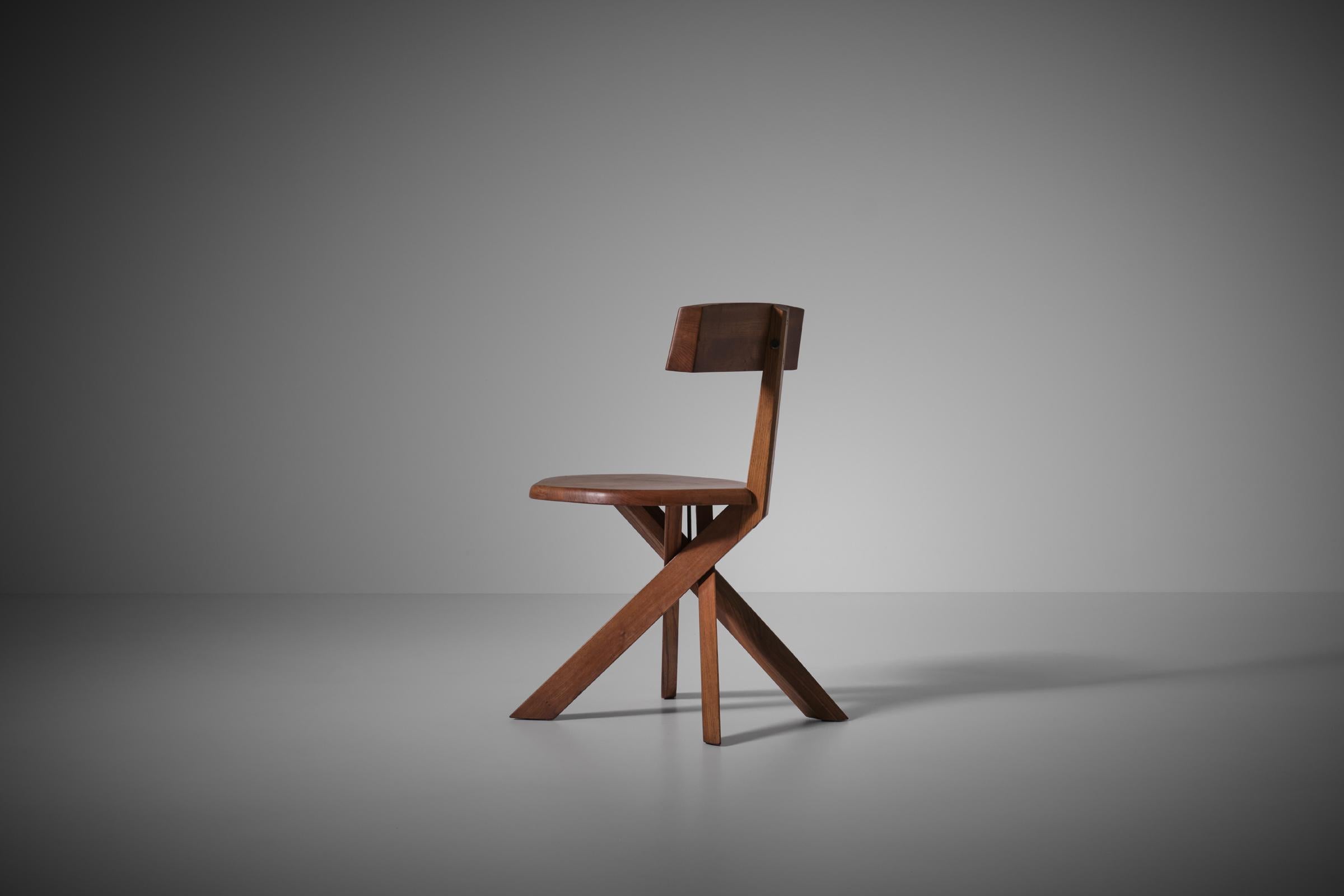 Pierre Chapo ‘S34’ Chair in Solid Elm, France, 1960s 1