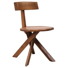 Pierre Chapo S34 Dining Chair in Solid Elm, 1960s