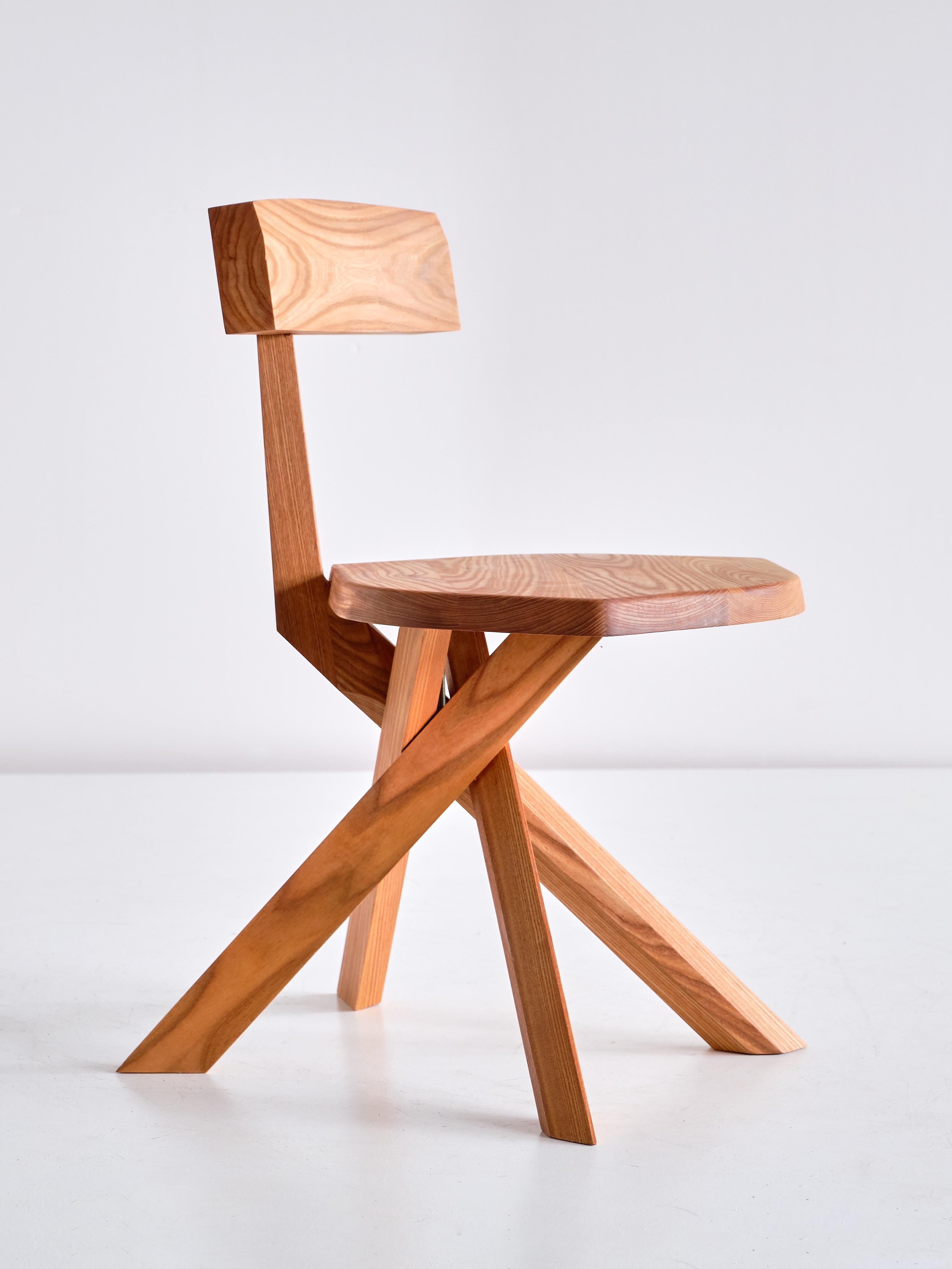 Mid-Century Modern Pierre Chapo S34 Dining Chair in Solid Elm, Chapo Creation, France For Sale