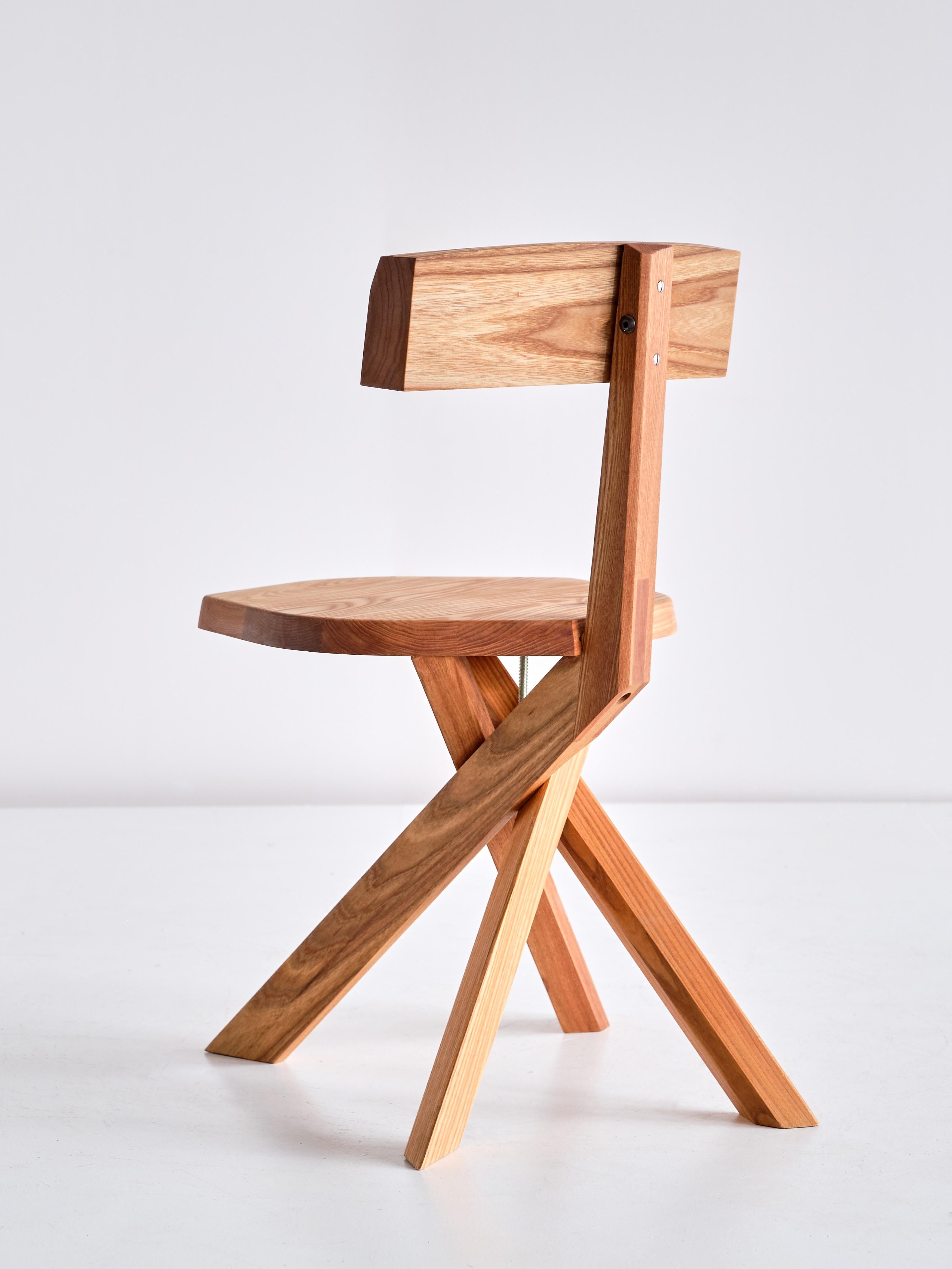 Contemporary Pierre Chapo S34 Dining Chair in Solid Elm, Chapo Creation, France For Sale