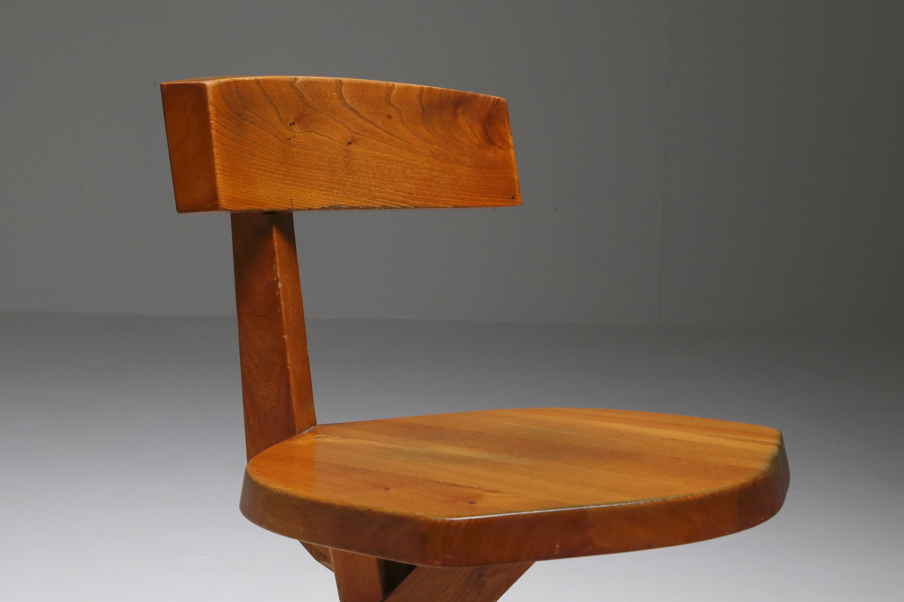 Pierre Chapo 'S34' Dining Chairs in Solid Elm, 1960s 5