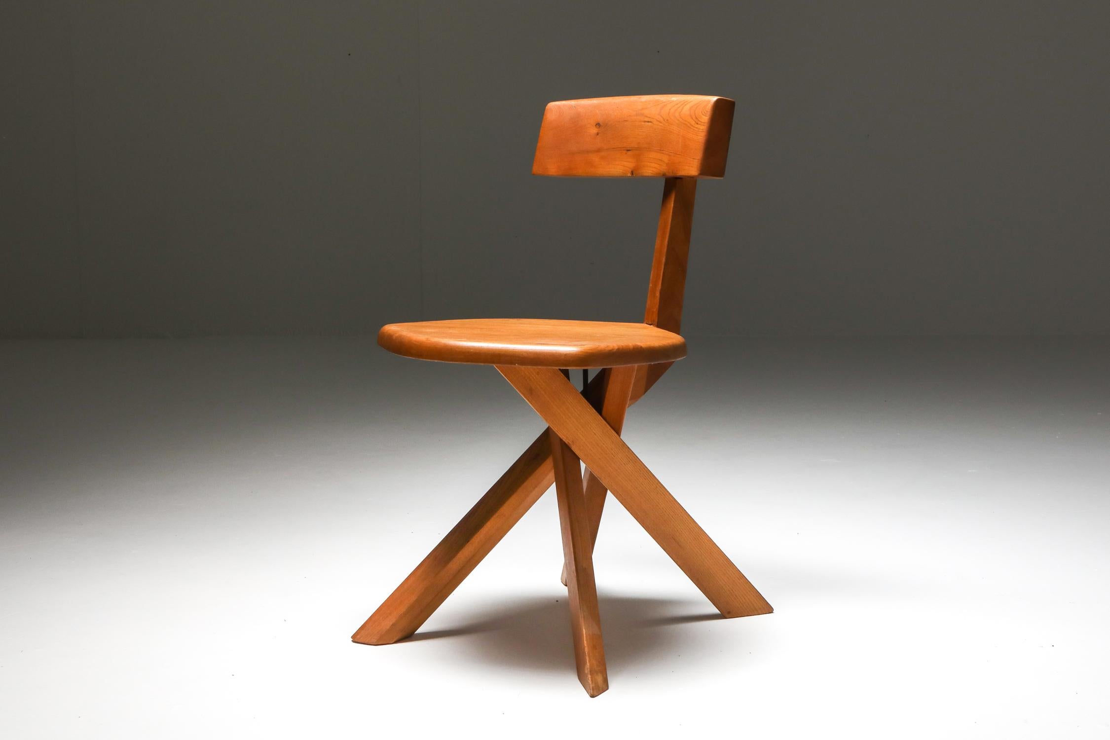 Mid-20th Century Pierre Chapo 'S34' Dining Chairs in Solid Elm, 1960s