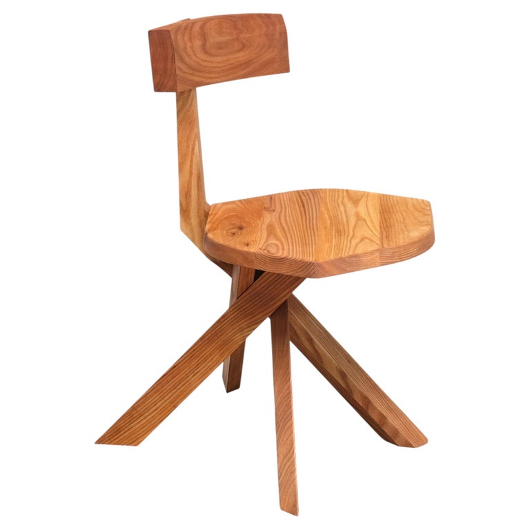 Pierre Chapo S34 Dining /Side Chair in Solid Elm, Chapo Creation, France, 2024