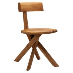 Pierre Chapo "S34" Elm Wood Chair, France, 1960s