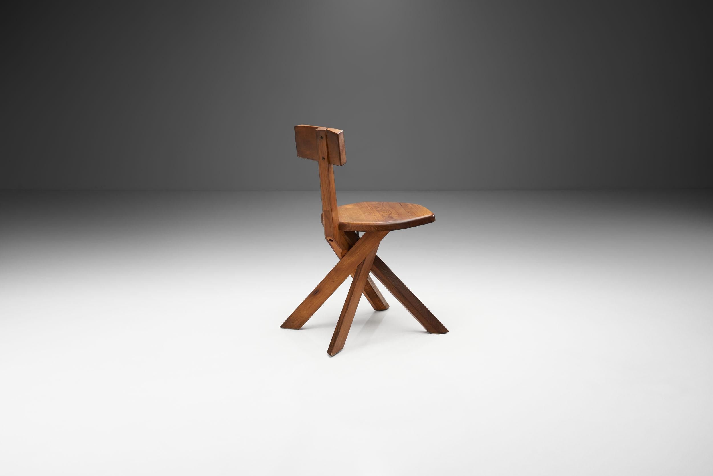 Pierre Chapo “S34” Solid Elm Chair, France, 1960s In Good Condition In Utrecht, NL