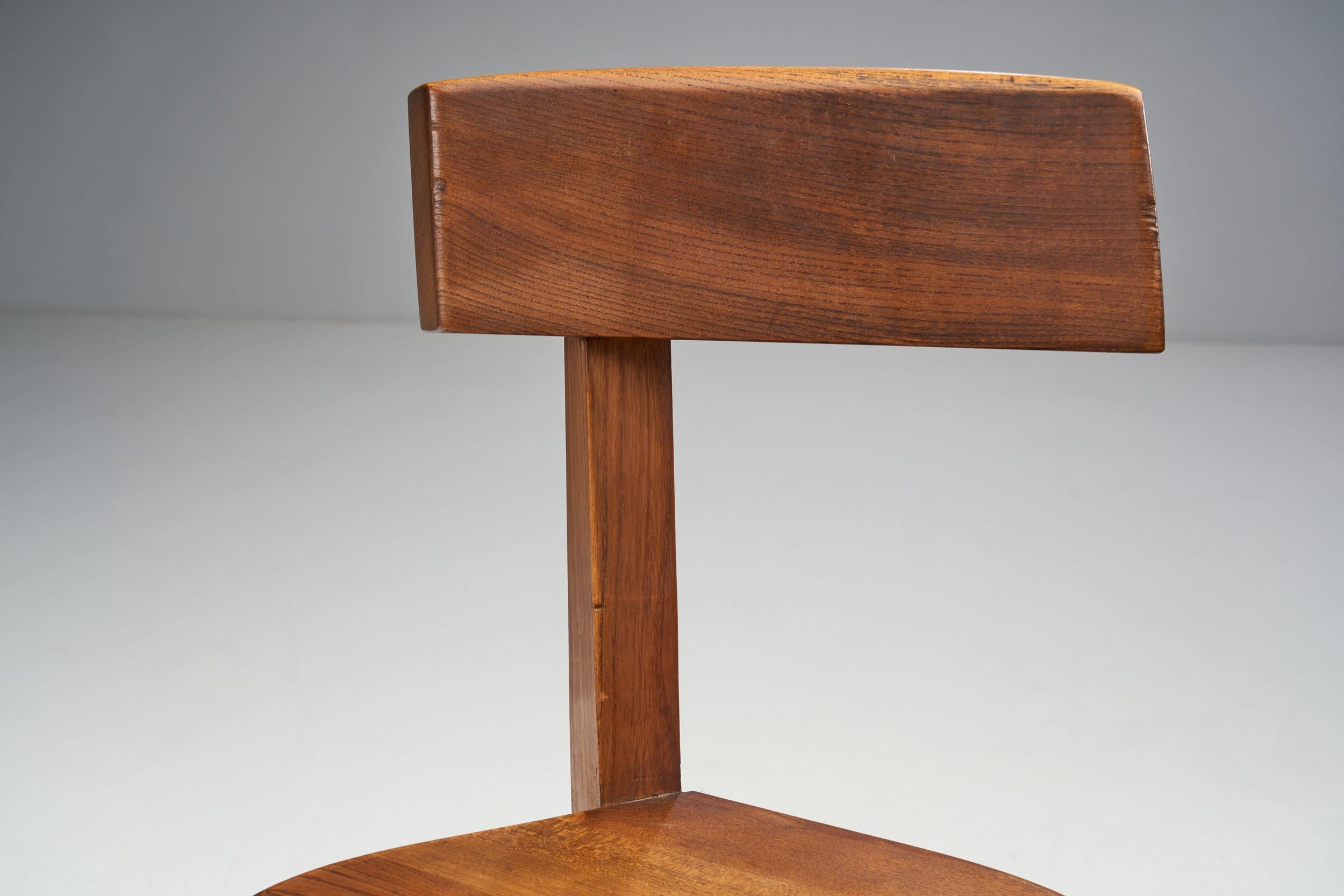 Pierre Chapo “S34” Solid Elm Chair, France, 1960s 2