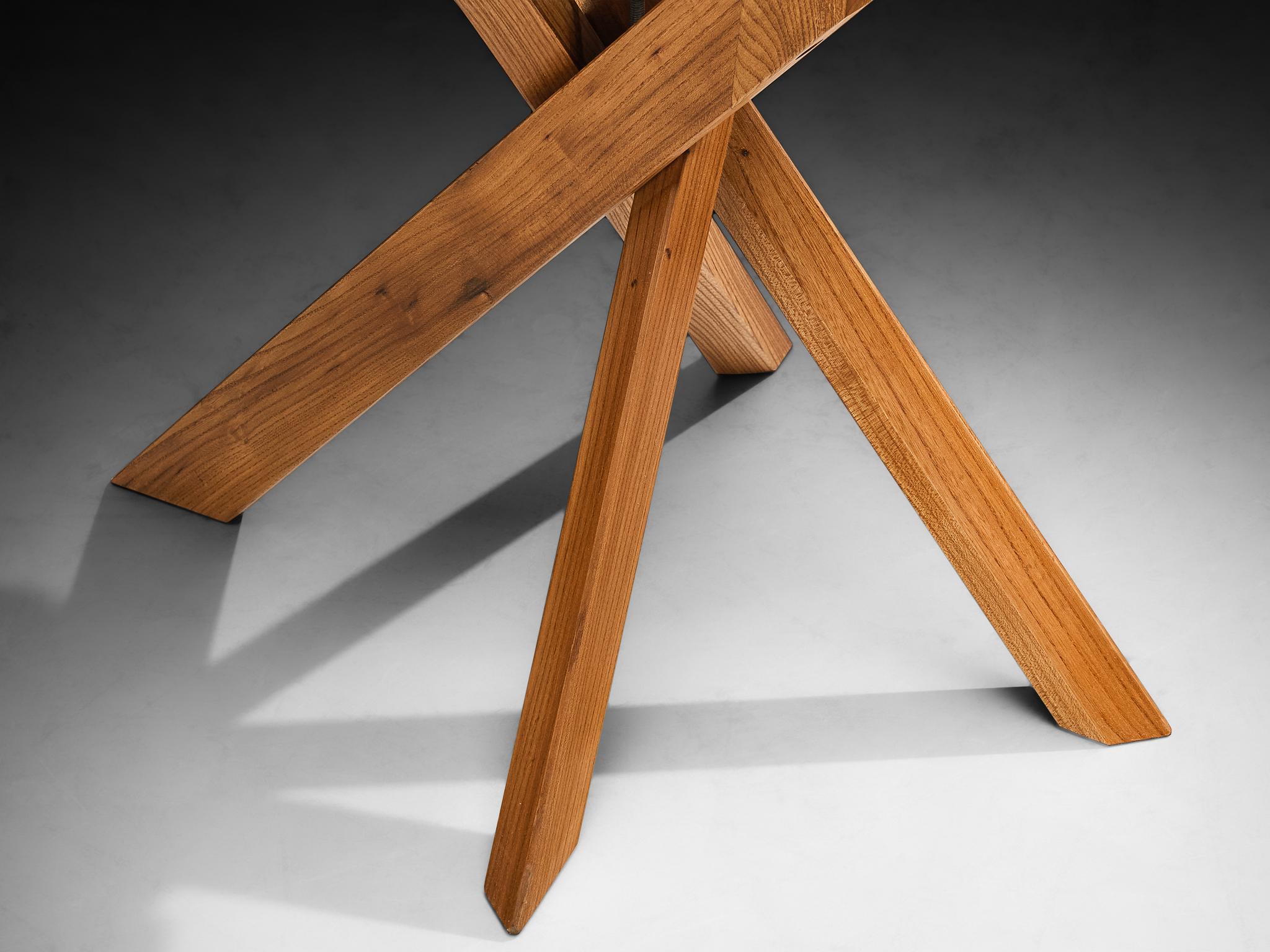 Pierre Chapo 'S34A' Set of Eight Sculptural Chairs in Solid Elm Francés en venta