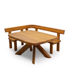 Pierre Chapo, S35 & T35 Corner Dining Set in French Elm, France - 1980s