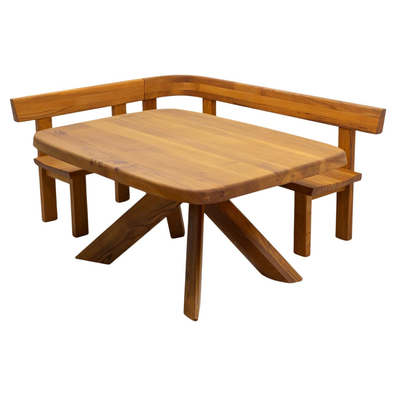 Pierre Chapo, S35 & T35 Corner Dining Set in French Elm, France - 1980s