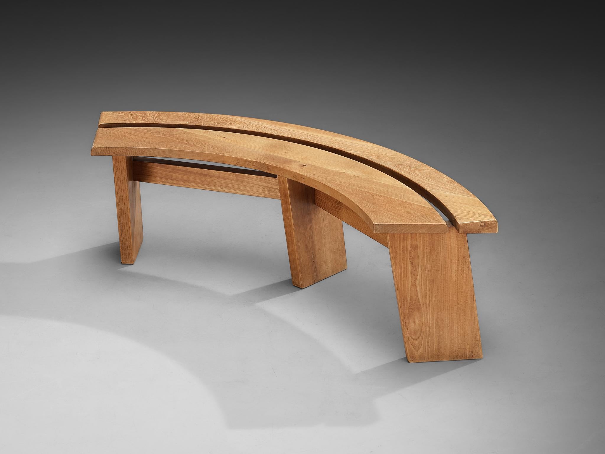 Pierre Chapo, bench model 'S38A', elm, France, 1960s.

This early edition ‘S38A’ bench is designed by Pierre Chapo in the 1960s. A soft, warm all-over patina is visible on the wood of this bench. This emphasizes the natural expression of the item.