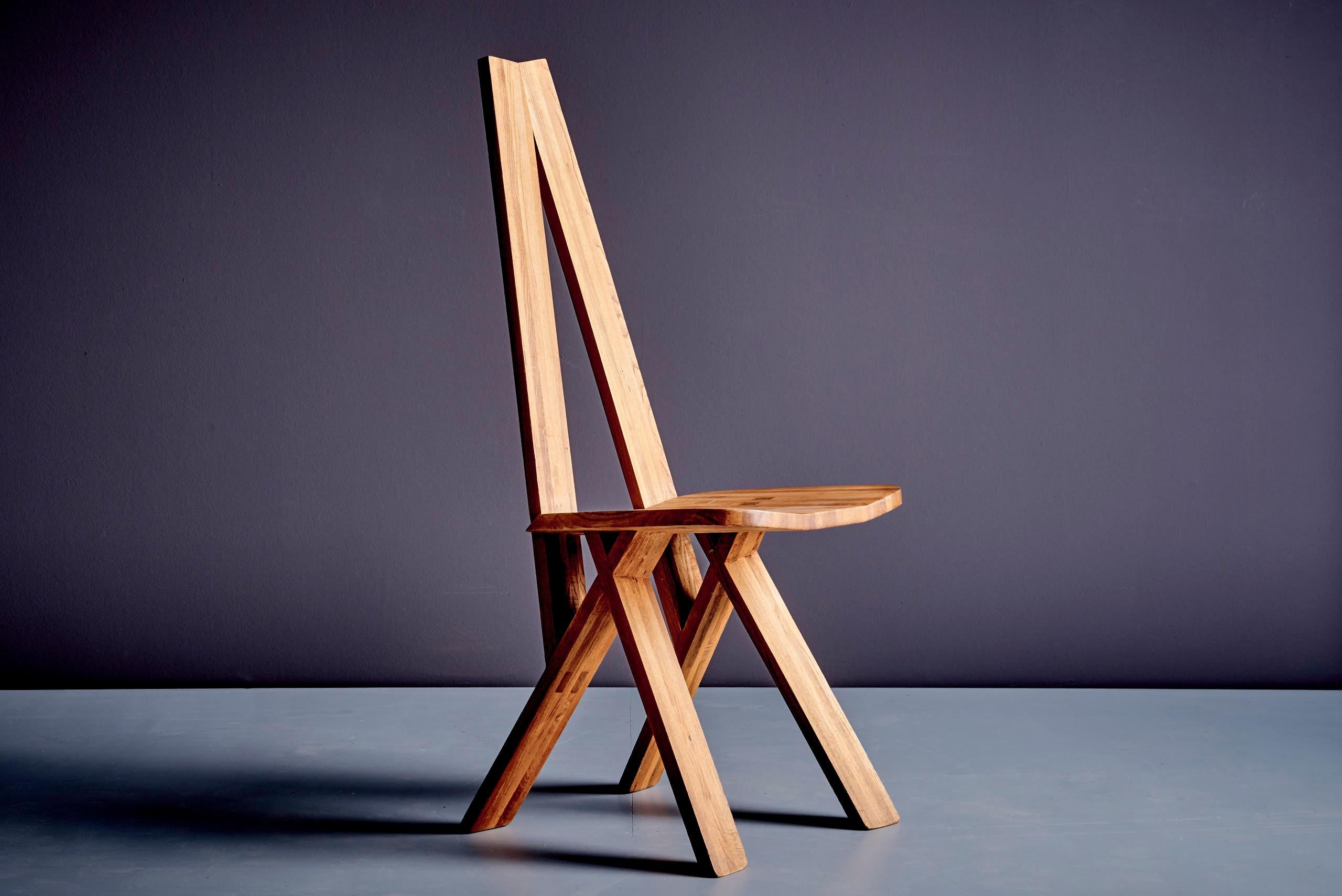 Legno Pierre Chapo S45 Coppia di sedie in legno di olmo Francia - Anni '70 in vendita