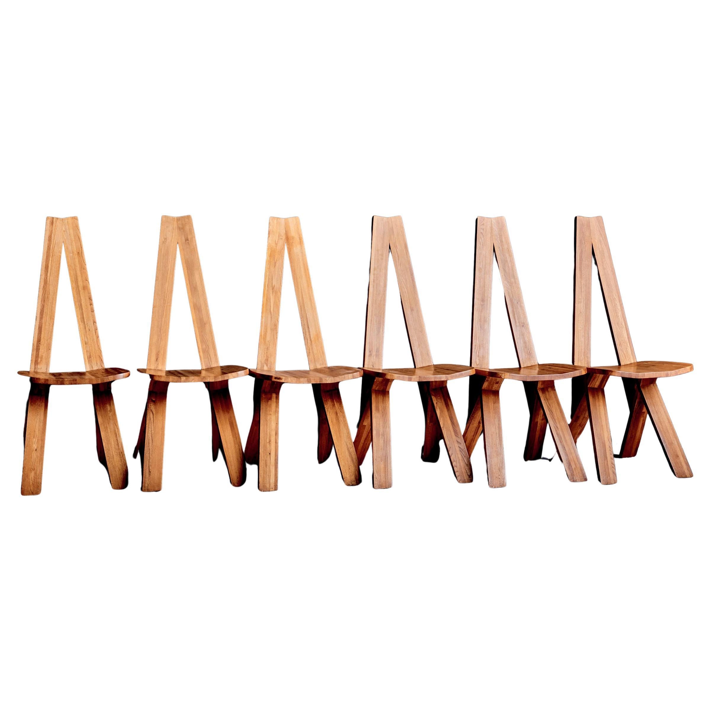 Pierre Chapo S45 Pair of Chairs in Elm Wood France - 1970s