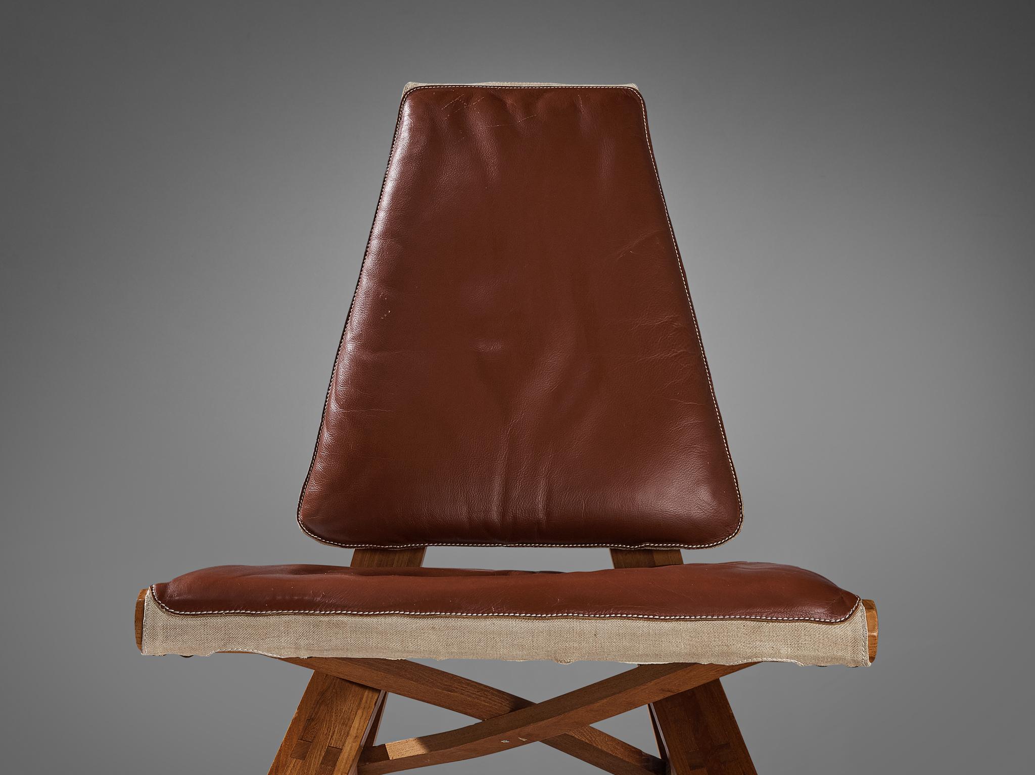 Early Pierre Chapo 'S46' Lounge Chair in Leather and Elm  8