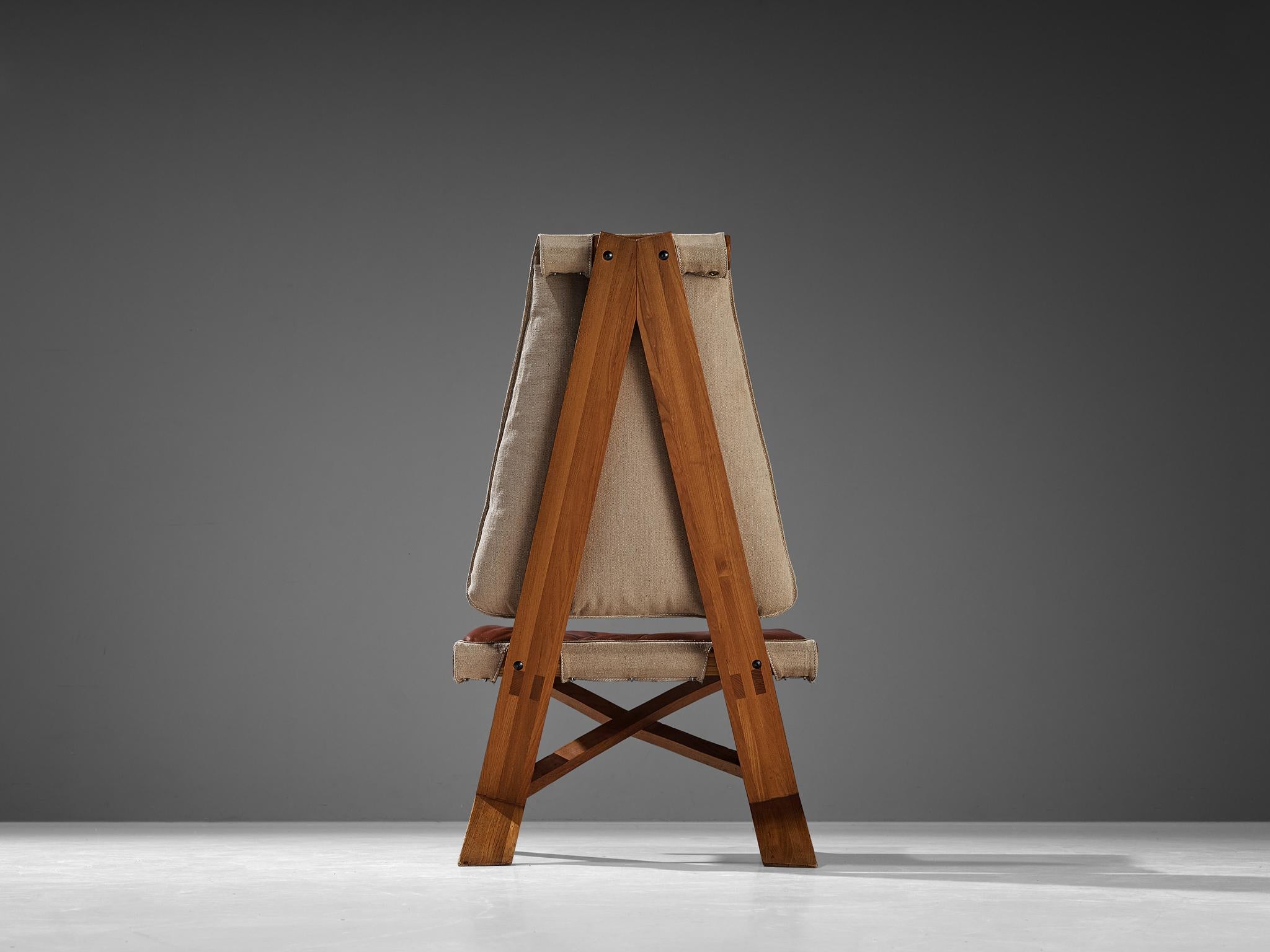 Early Pierre Chapo 'S46' Lounge Chair in Leather and Elm  1