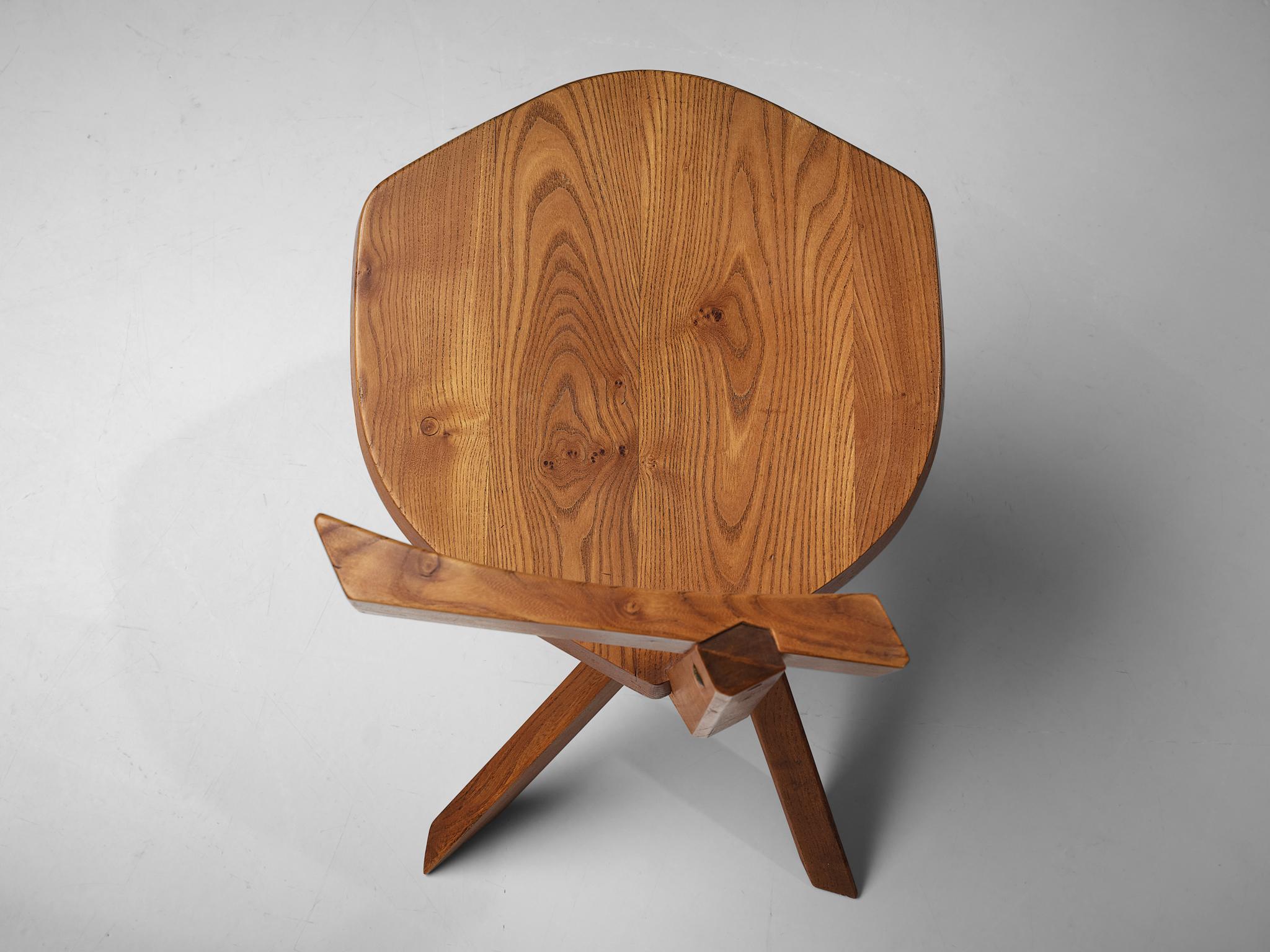 French Early Pierre Chapo Sculptural Chair 'S34' in Solid Elm For Sale