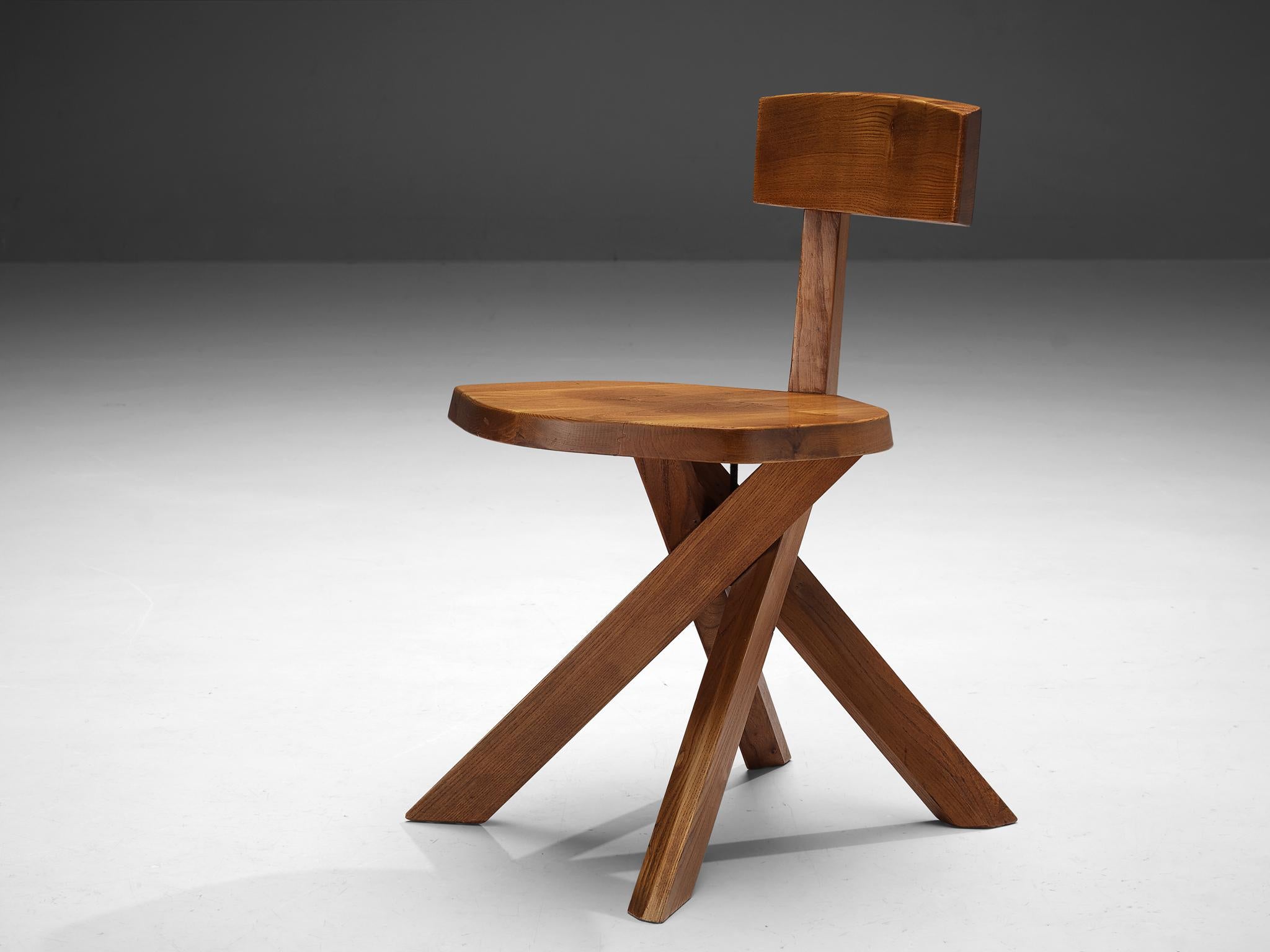 Early Pierre Chapo Sculptural Chair 'S34' in Solid Elm In Good Condition For Sale In Waalwijk, NL